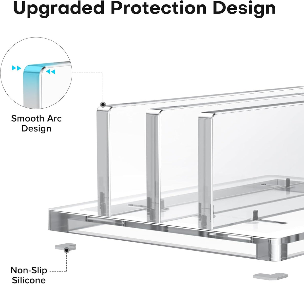 Vertical Laptop Stand, Clear Acrylic Dual Holder for MacBook Gaming