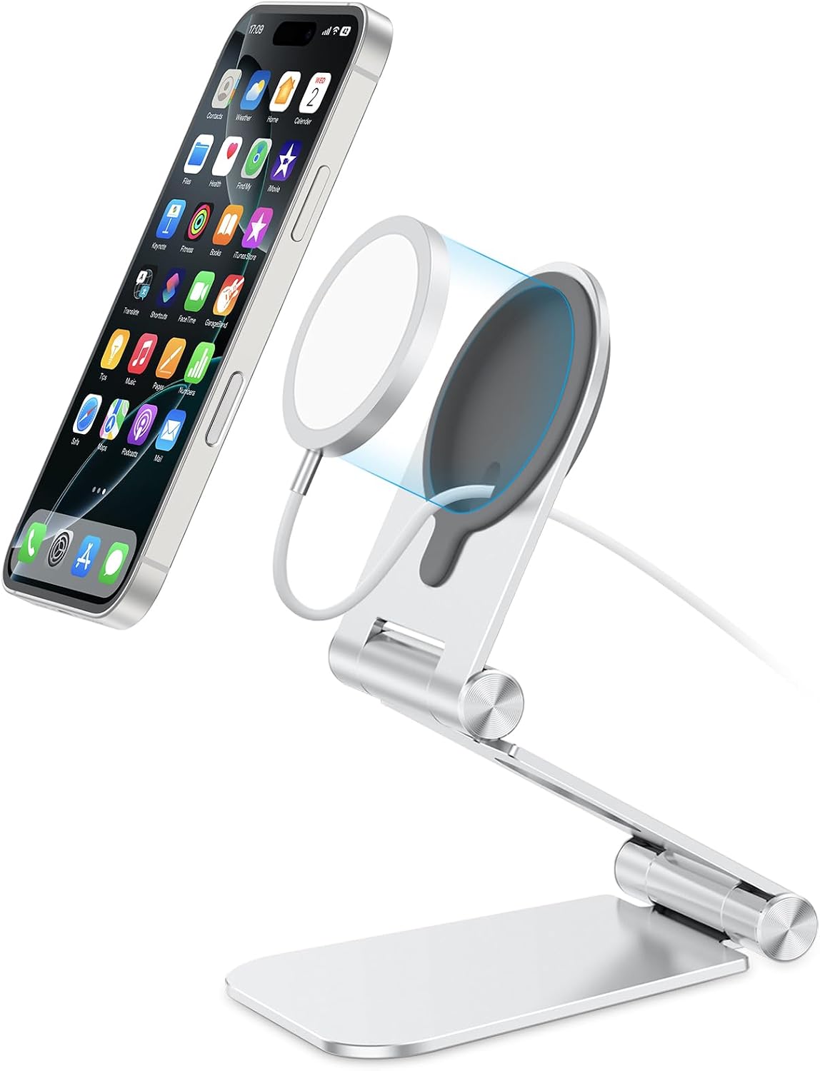 MS02 Phone Stand for Magsafe Charger, Phone Holder for iPhone Silver