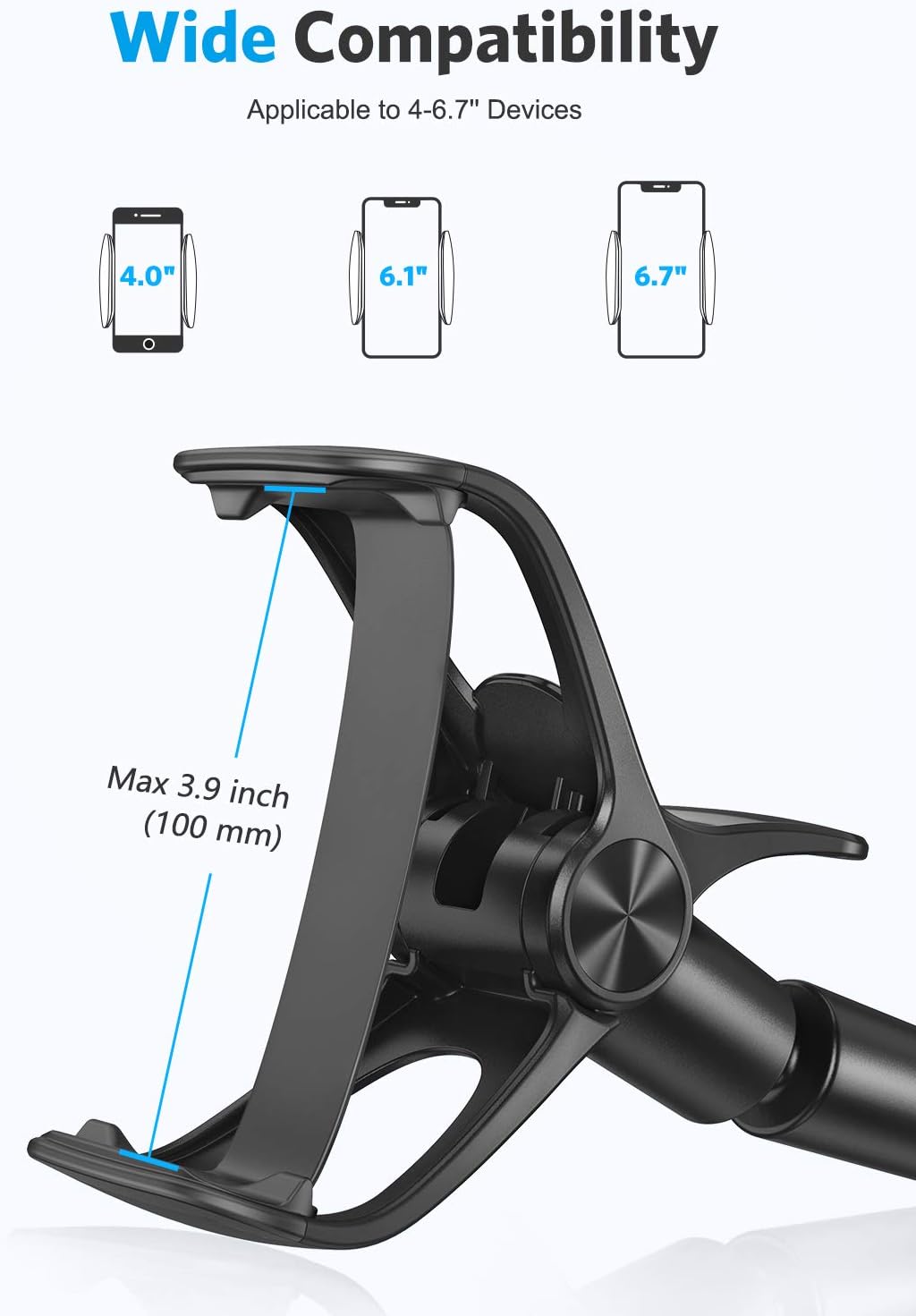 Gooseneck Phone Holder, Lazy Phone Stand with Flexible Long Arm and Bracket Grip for iPhone 13 Pro/12 Pro Max/X, Sumsung S20/ S10, Nintendo Switch and Other 4.0-6.7 Inch Devices, Black