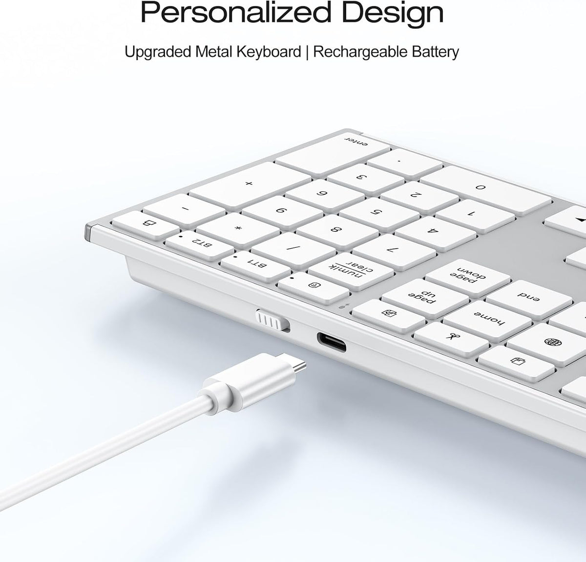 Full Size Wireless Keyboard for Mac, Metal Frame, Silver
