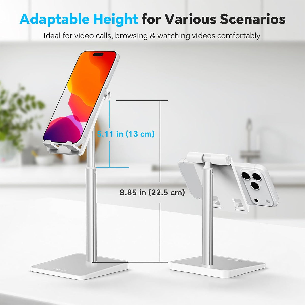 CA02 Cell Phone Stand with Charging Hole for Desk Lightweight Silver