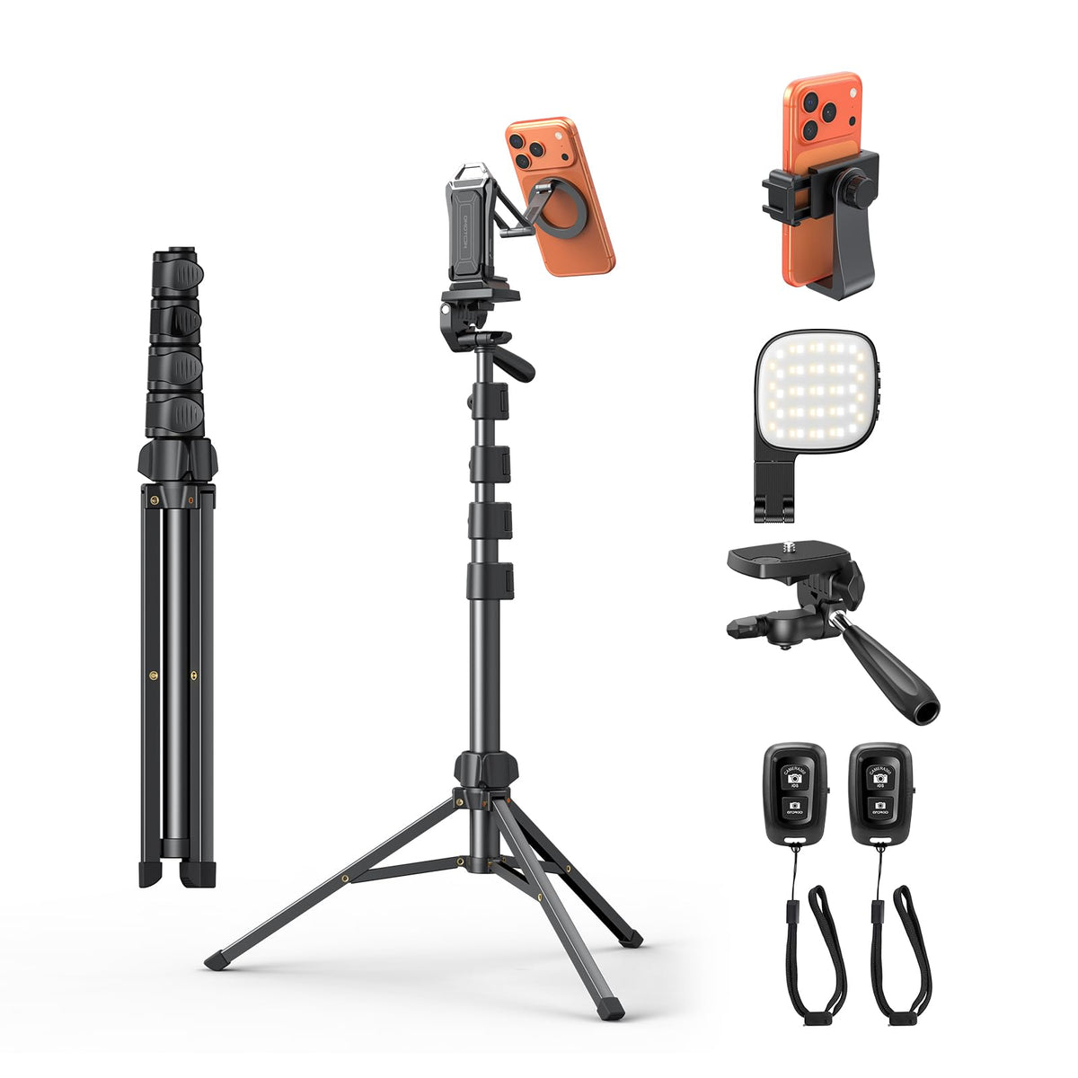TP02-Pro 5 in 1 Magnetic Phone Holder for Vlogging Essentials, Black