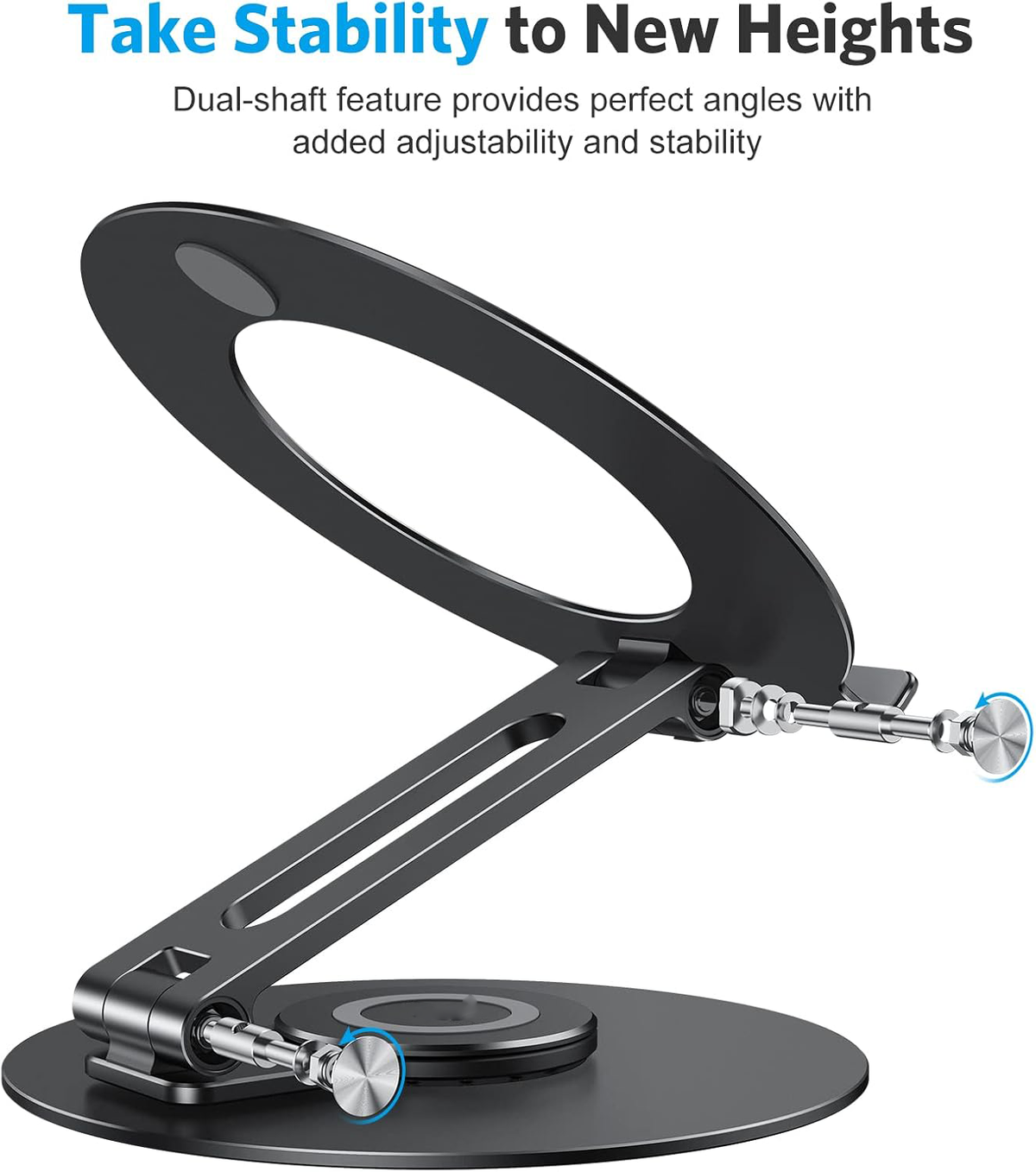Adjustable Laptop Stand for Desk 360° Rotating Base up to 17" Black