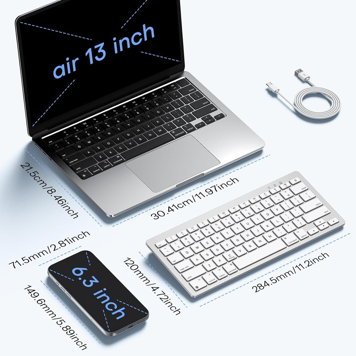 Wireless Keyboard for Mac, USB-C Rechargeable, Bluetooth ONLY