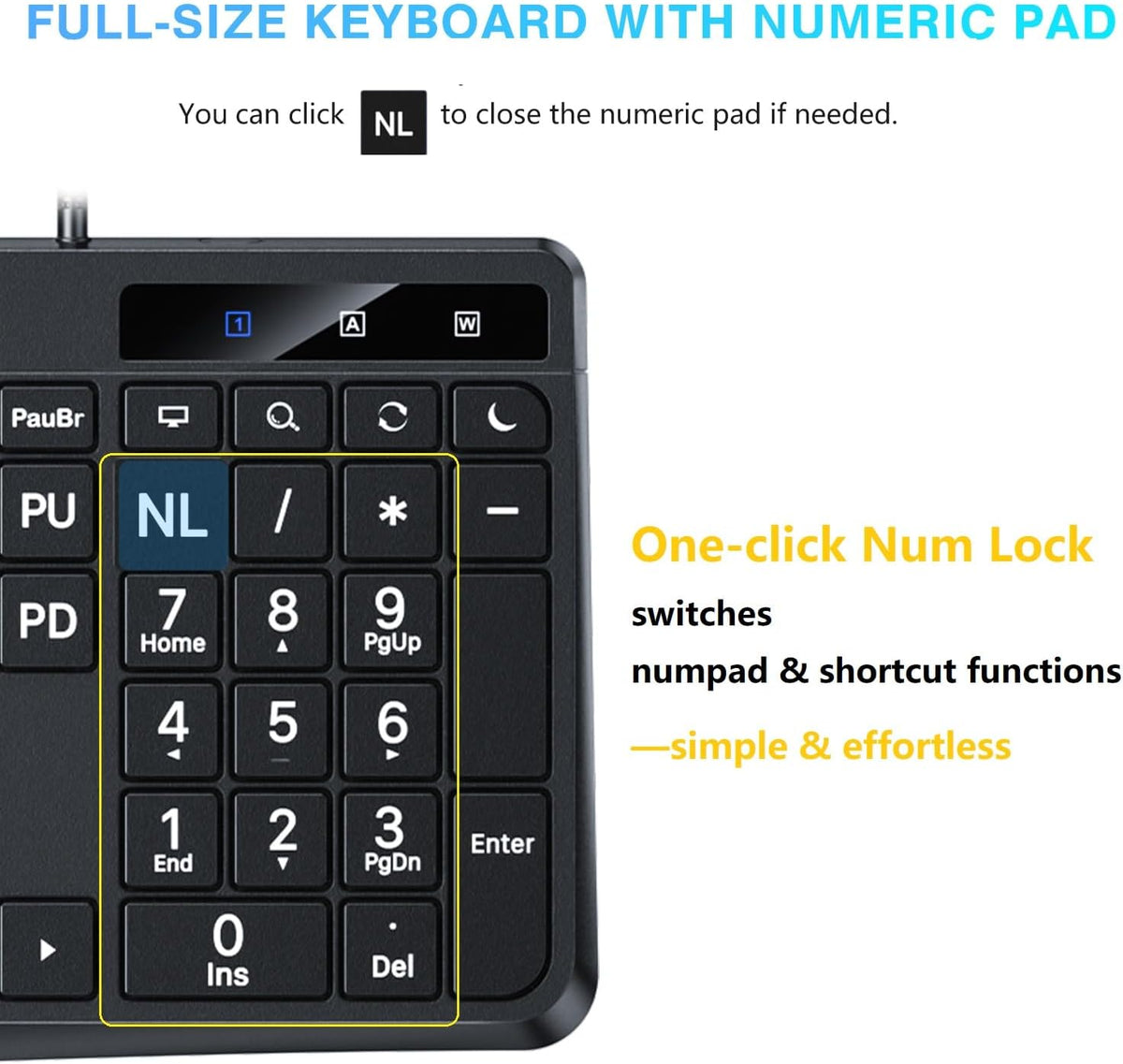 Large Print Computer Keyboard with USB C & USB A Dual Interface