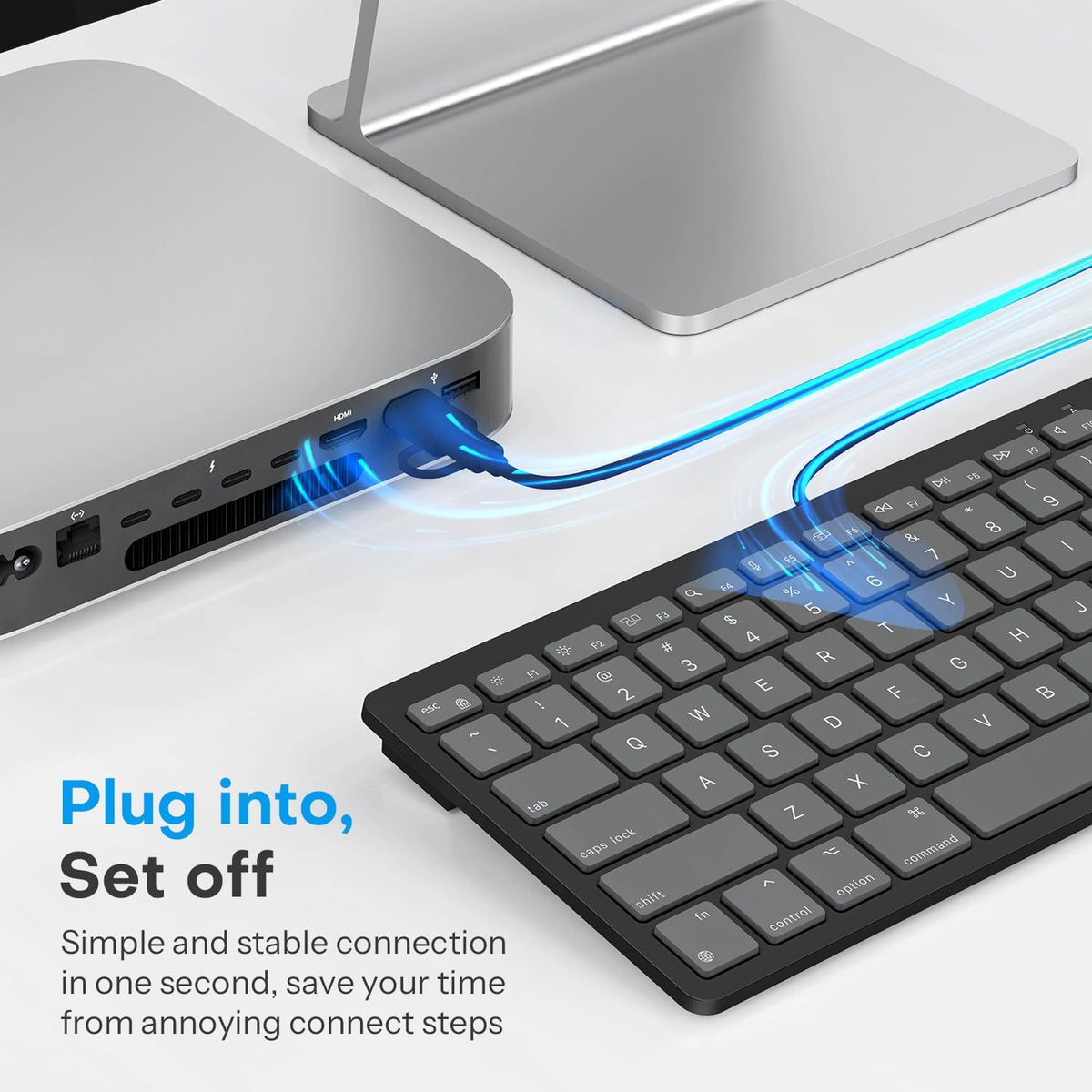 Wired Only Keyboard for Mac, 78 Keys Compact, USB-A/Type-C, Graphite
