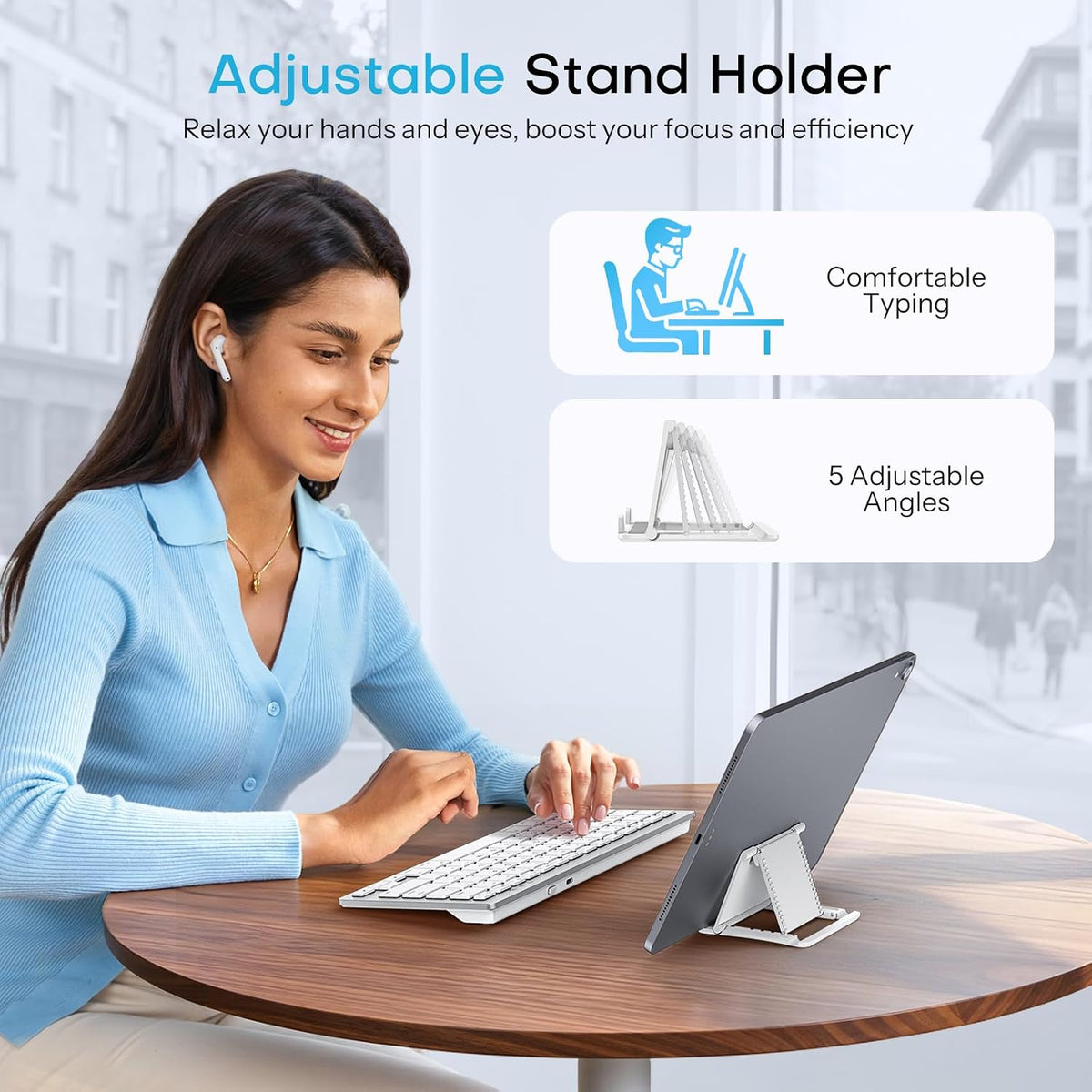 Upgraded Rechargeable Wireless Keyboard for iPad, Portable Size