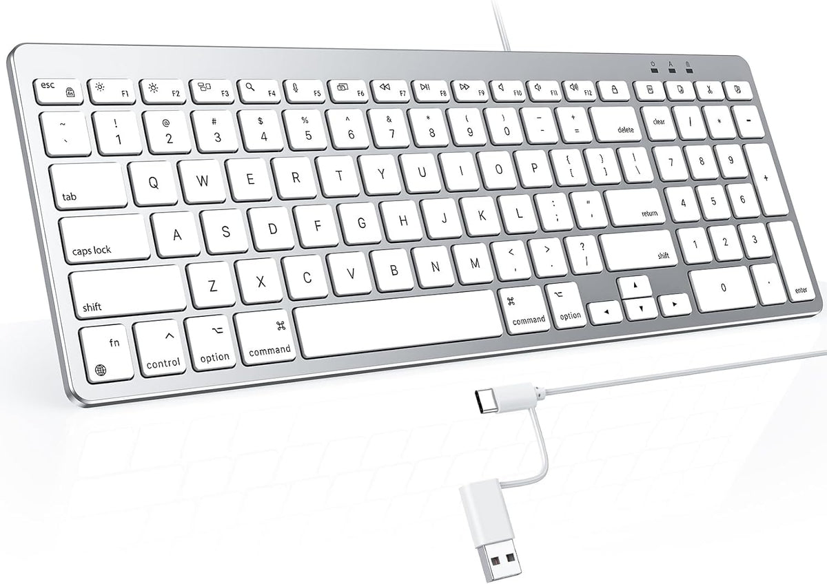USB-A & Type-C Dual Interface Wired Keyboard for Mac, Numeric Keypad