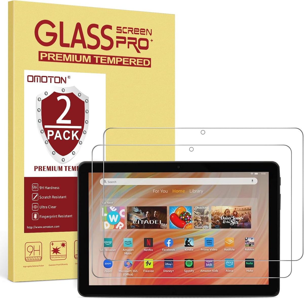 2-Pack Screen Protector for Amazon Fire HD 10 Tablet