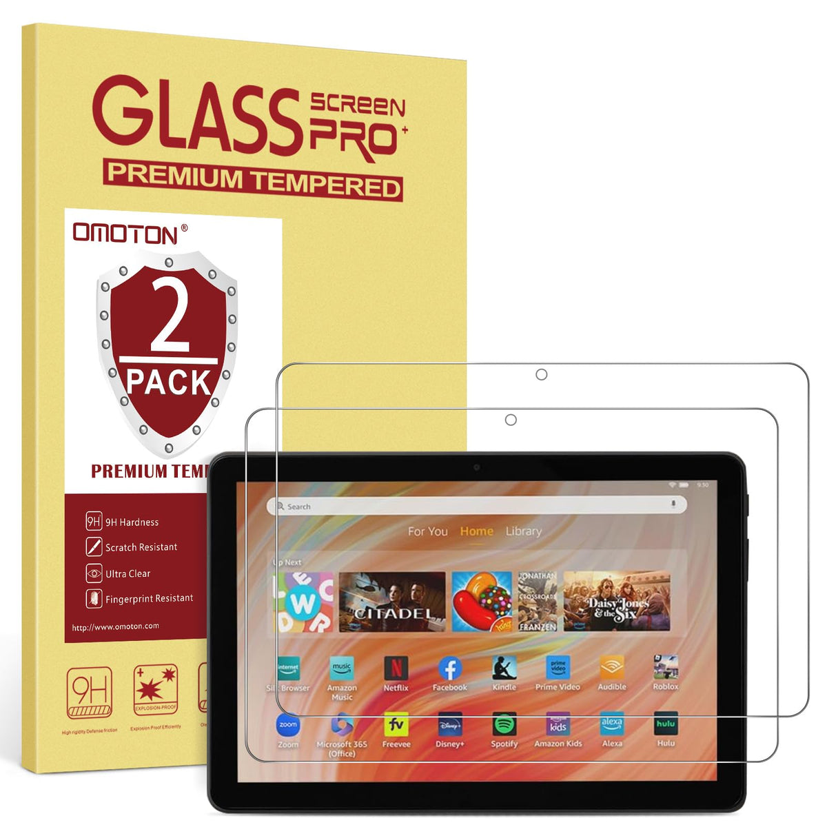 2-Pack Screen Protector for Amazon Fire HD 10 Tablet