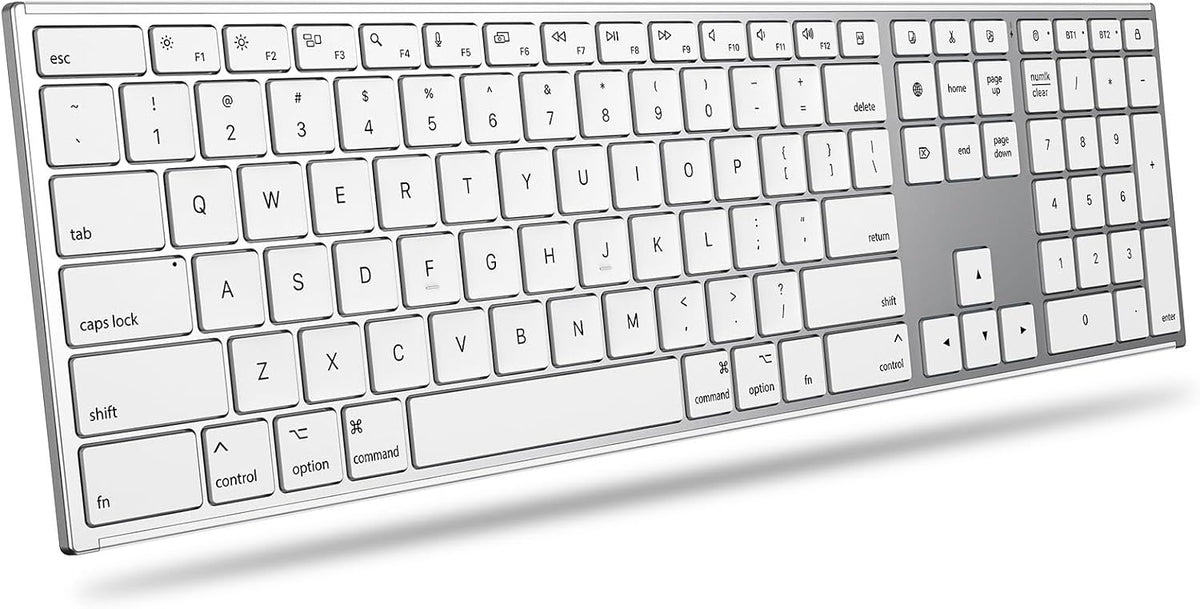Full Size Wireless Keyboard for Mac, Metal Frame, Silver