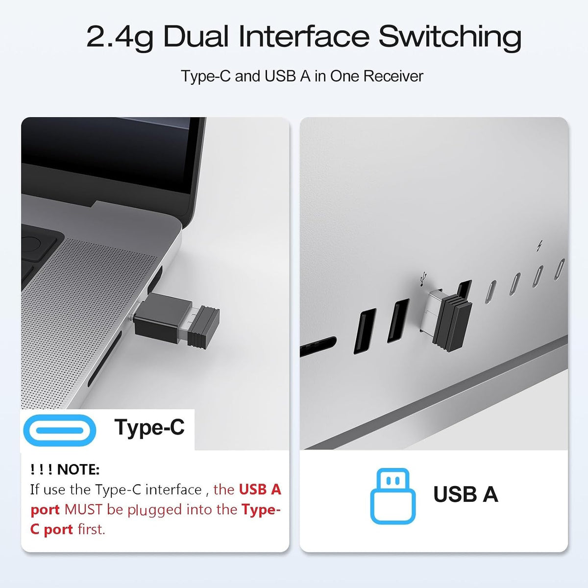 2.4G & Dual Bluetooth Wireless Keyboard for Mac, 7 Color Backlit