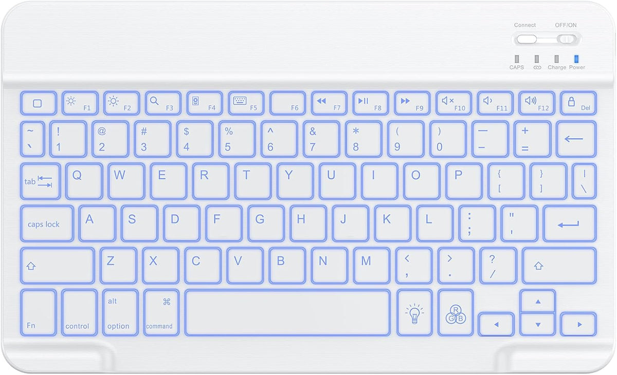 7 Color Backlit & Rechargeable Bluetooth Keyboard for iPad & iPhone