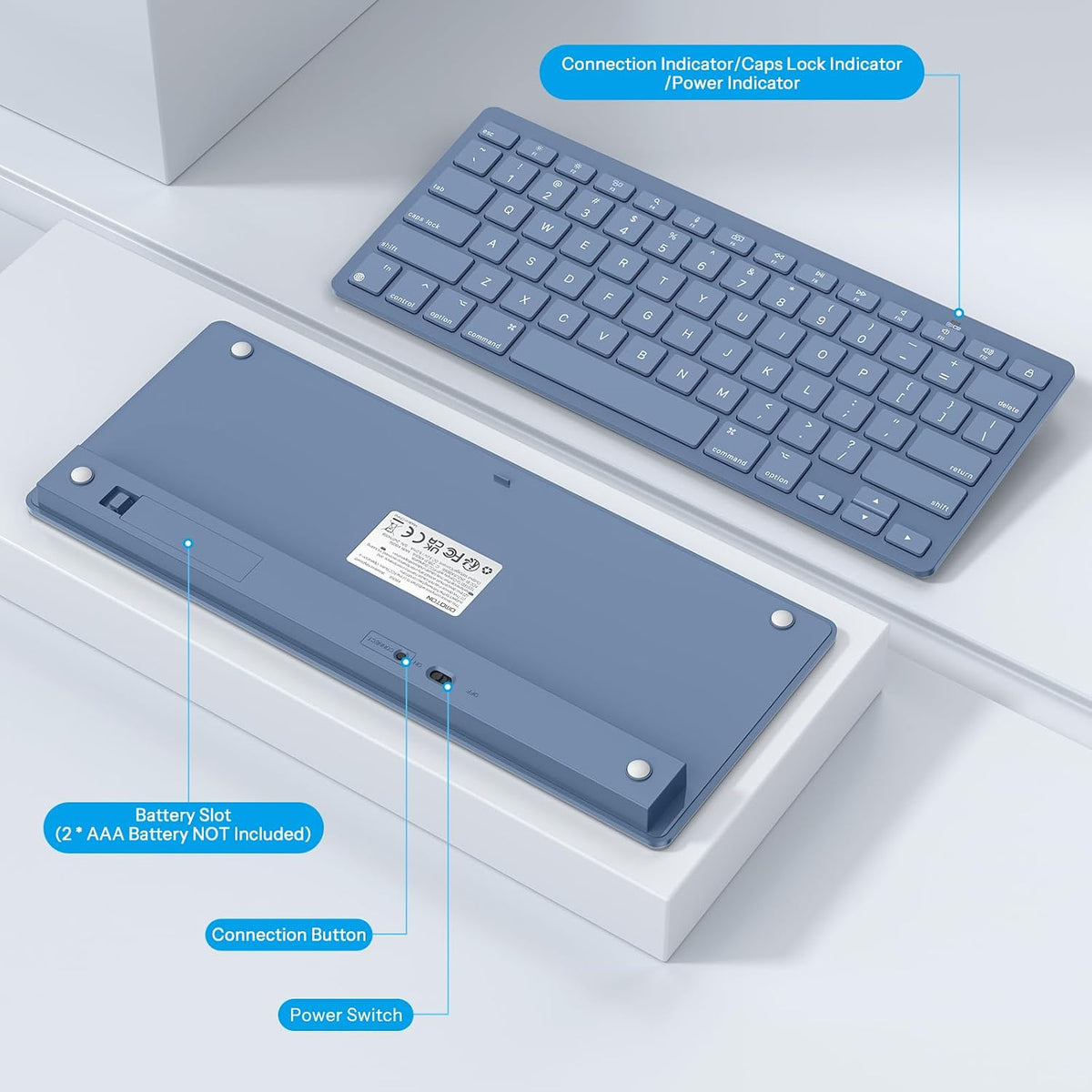 Wireless Keyboard for Mac, Bluetooth Stable, No Numpad, Travel Size