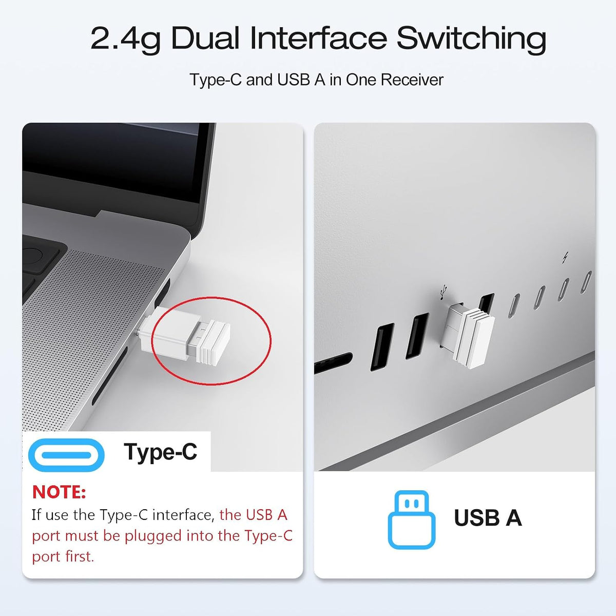 2.4G & Dual Bluetooth Wireless Keyboard for Mac, 7 Color Backlit
