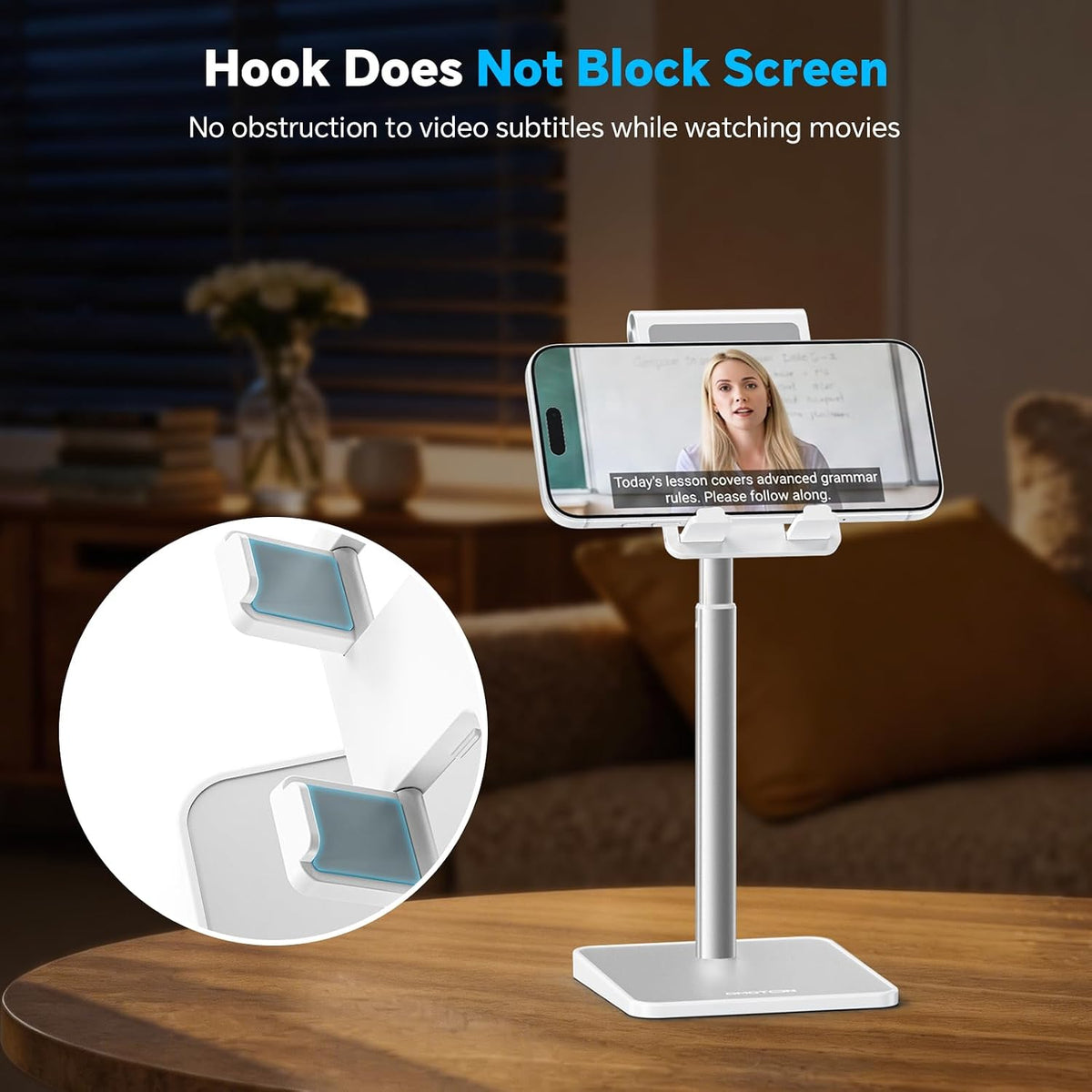 CA02 Cell Phone Stand with Charging Hole for Desk Lightweight Silver
