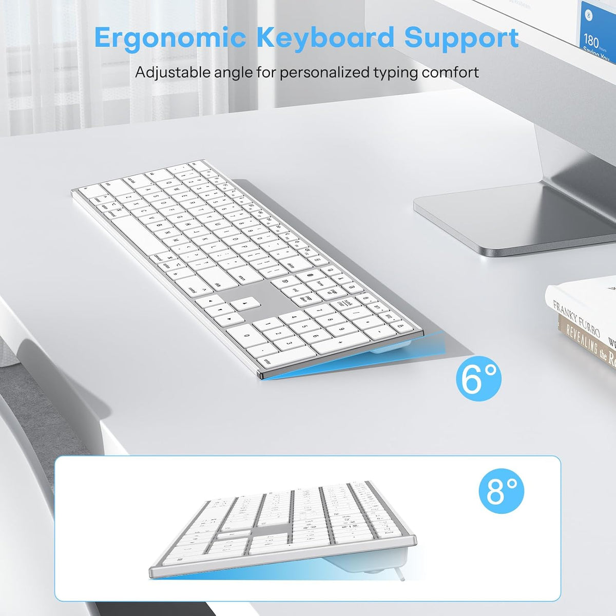 Full Size Wireless Keyboard for Mac, Metal Frame, Silver