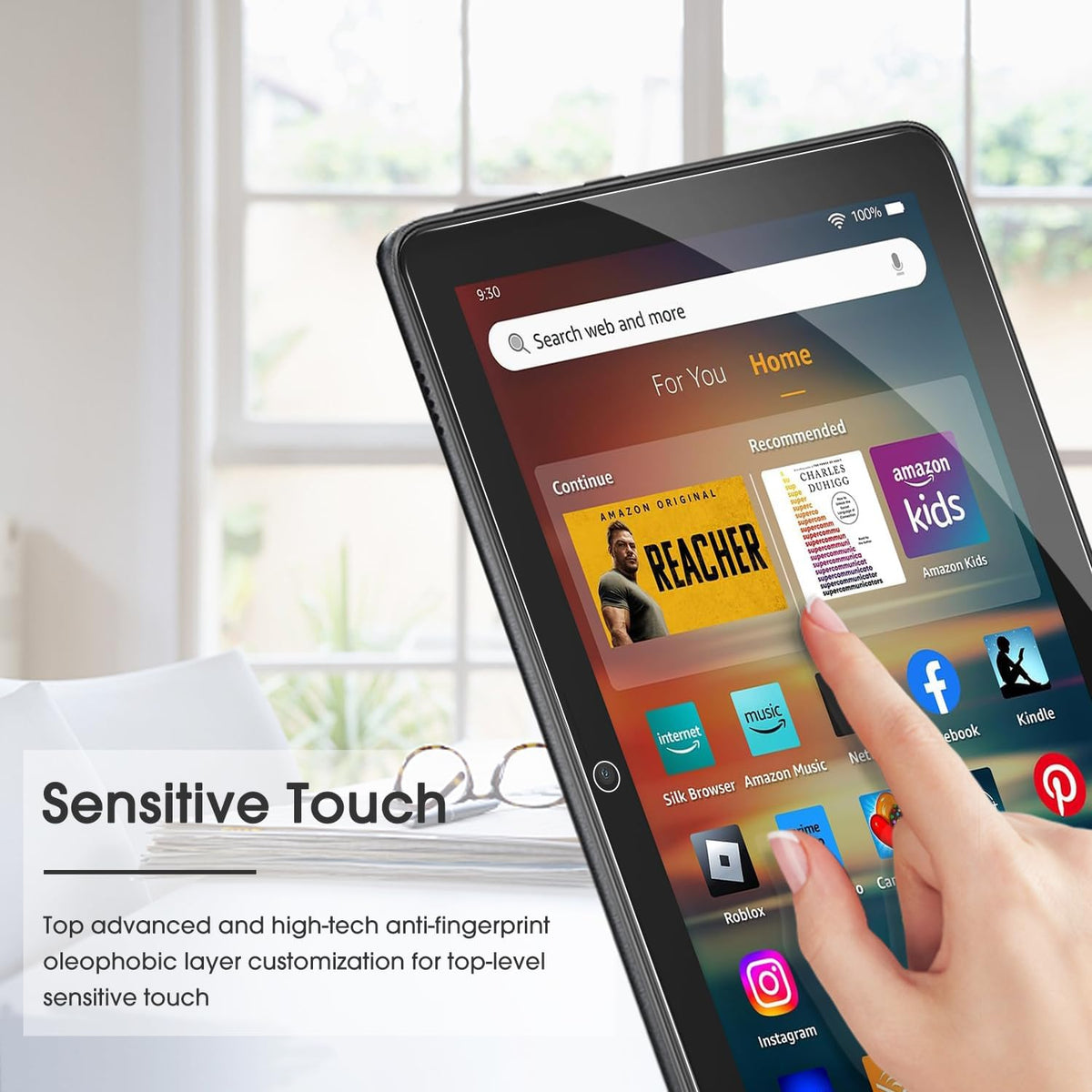 Screen Protector for Amazon Kindle Fire HD 8/8 Plus/Kids/Kids Pro | Fire 8 2024/2022/2020, 12th/10th Generation-8 inch, Tempered Glass/9H Hardness/Case Friendly, 2 Pack