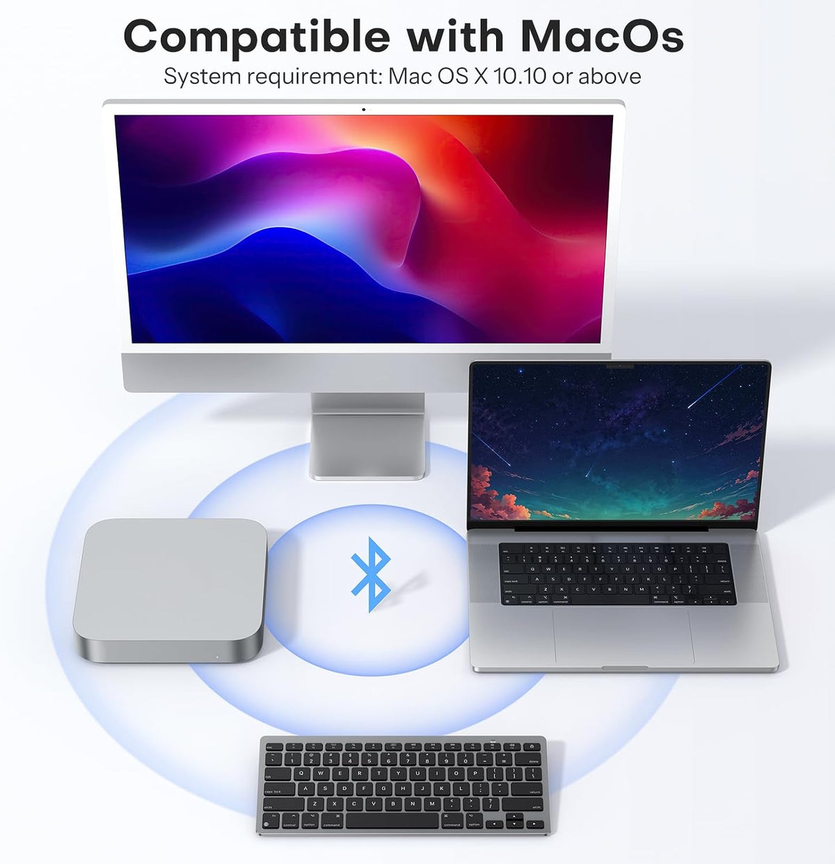 Ultra-Slim Wireless Keyboard for Mac (MacOS 10.10+), Compact Size