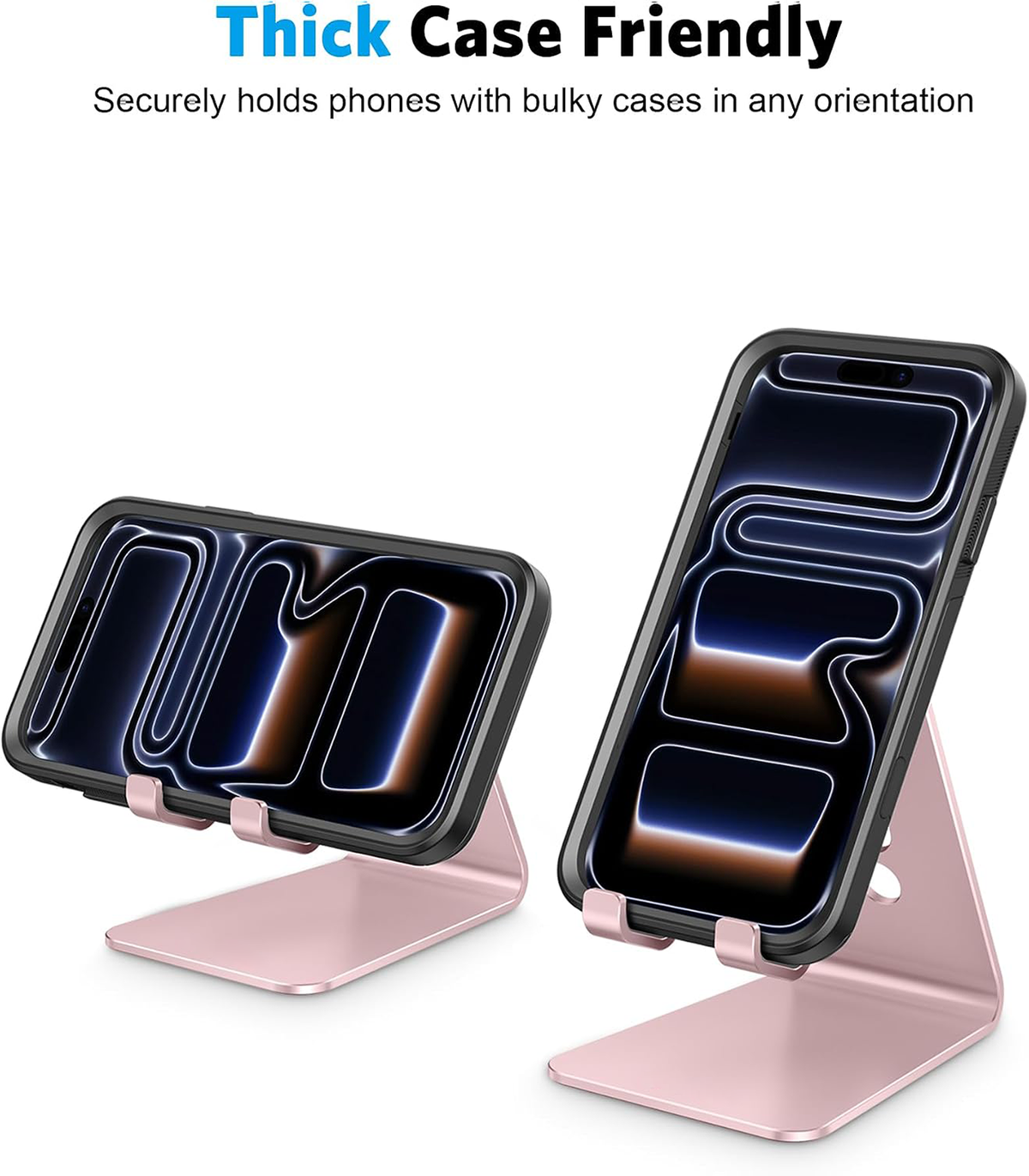 C2 Adjustable Aluminum Cell Phone Stand with Charging Cutout, Rose Gold