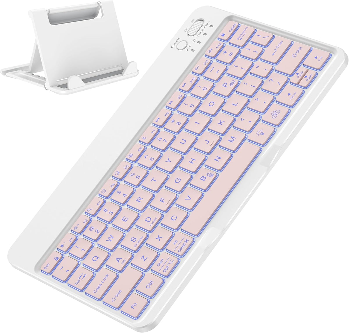 Bluetooth Tablet Keyboard Rechargeable with Backlit, Oversize Keycap
