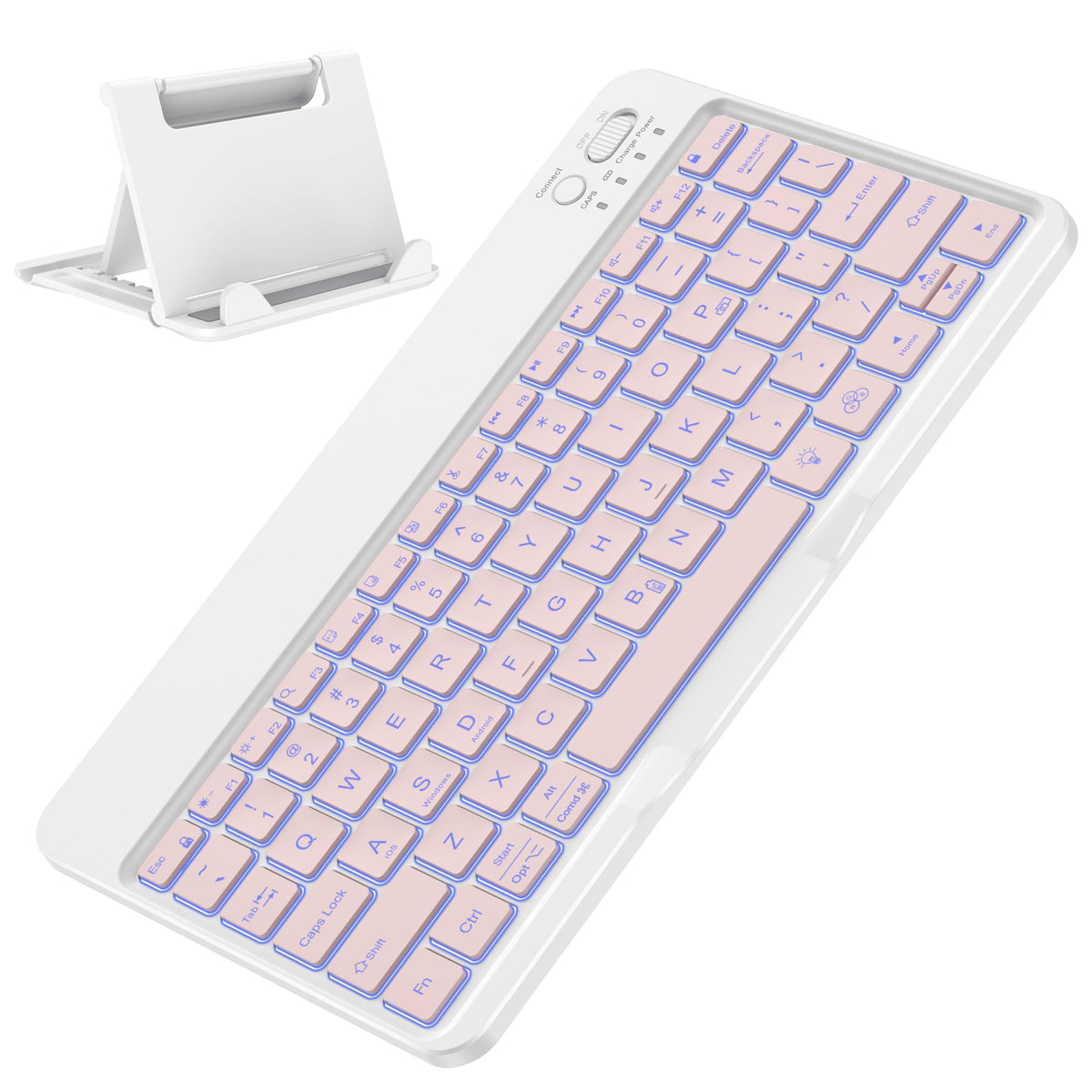 Bluetooth Tablet Keyboard Rechargeable with Backlit, Oversize Keycap