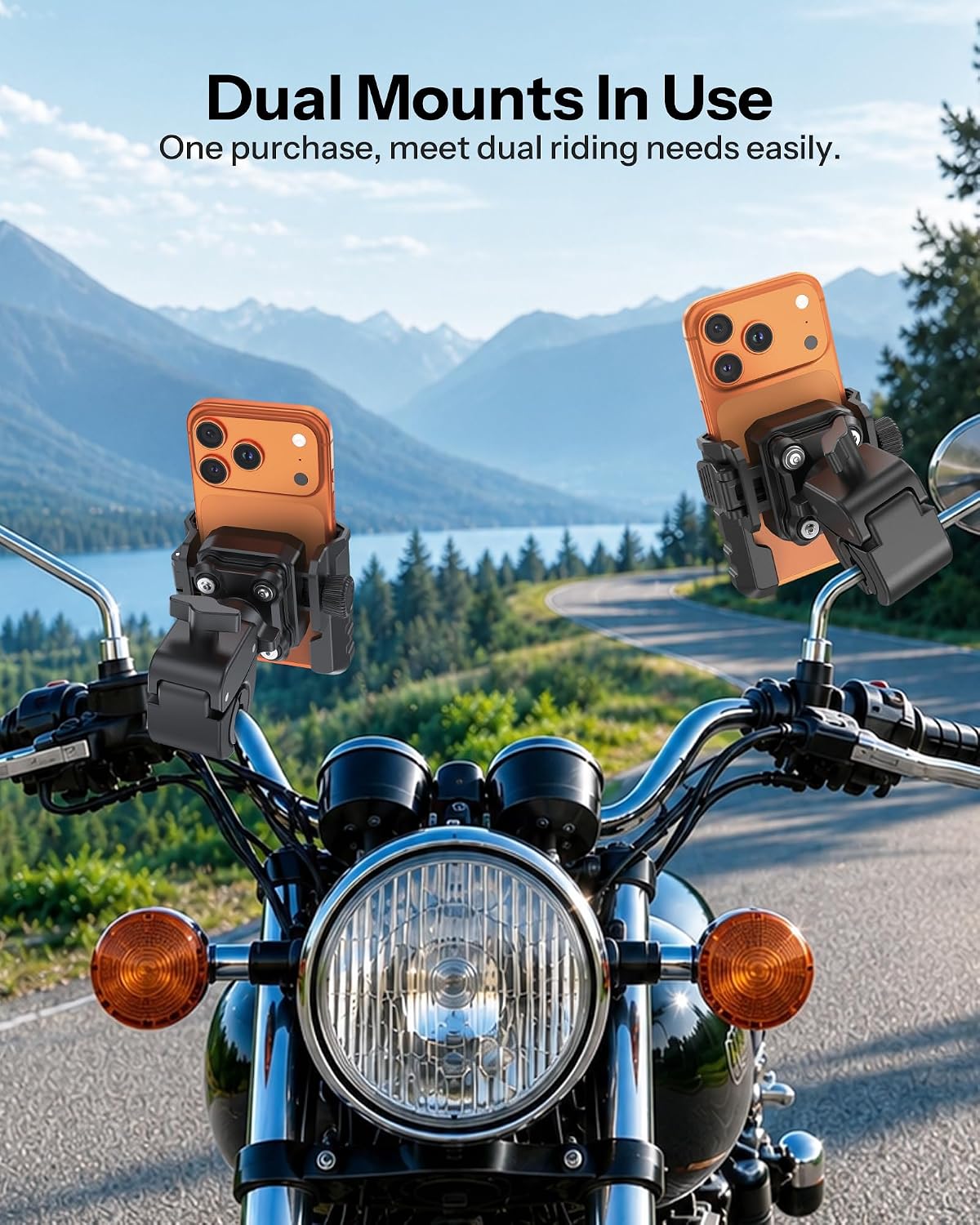 BK01 Anti-Vibration Bike Phone Mount, Quick Lock for Riders 2 Packs