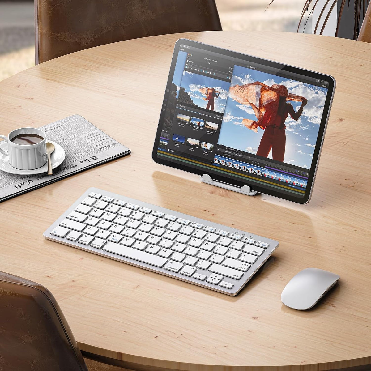 Upgraded Rechargeable Wireless Keyboard for iPad, Portable Size