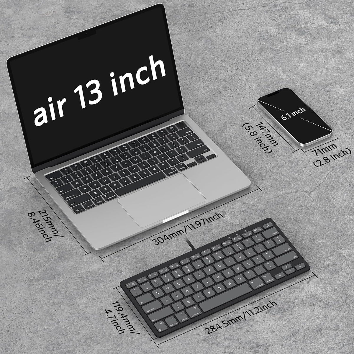 Wired Only Keyboard for Mac, 78 Keys Compact, USB-A/Type-C, Graphite