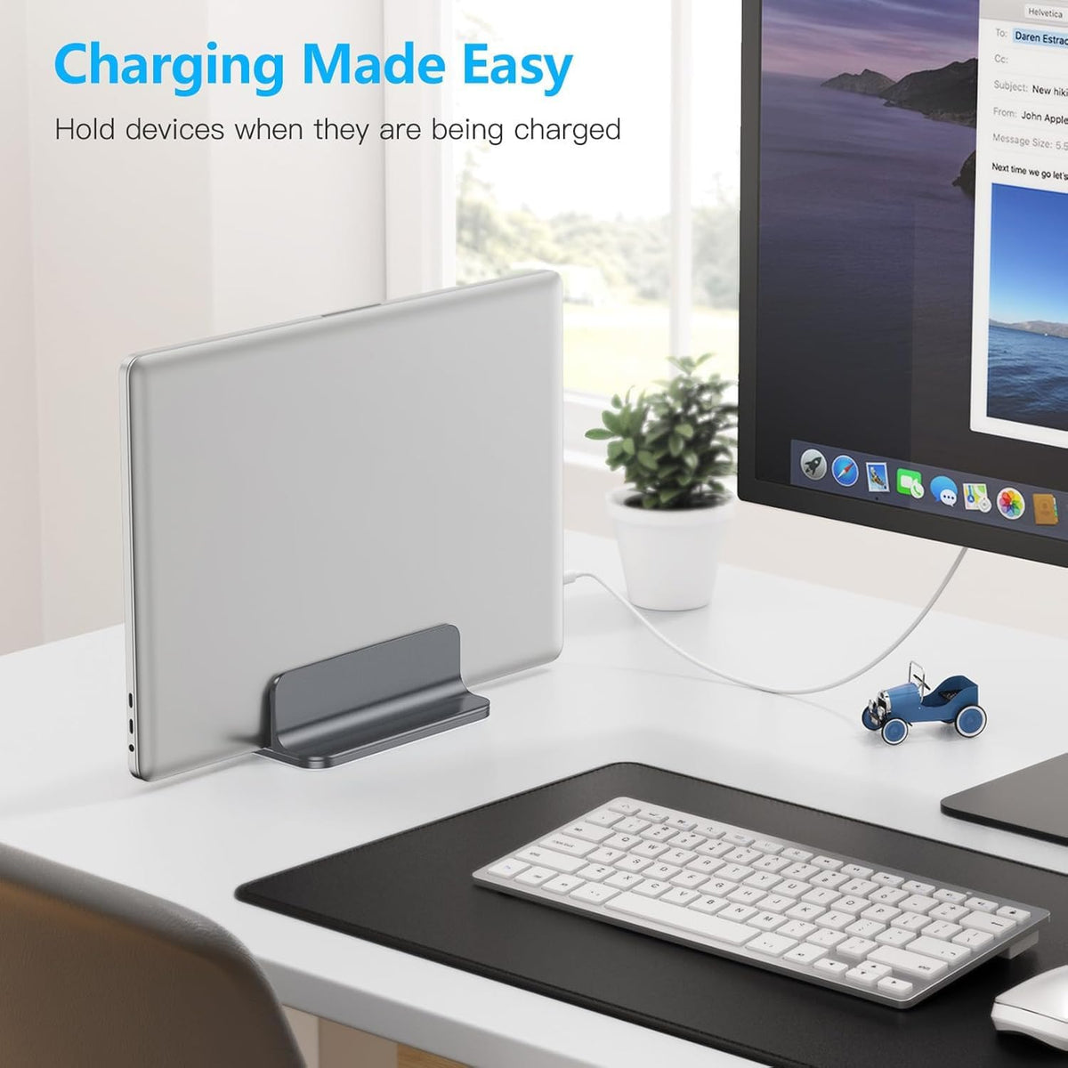 Vertical Laptop Stand Holder, Adjustable Dock for MacBook, Gray