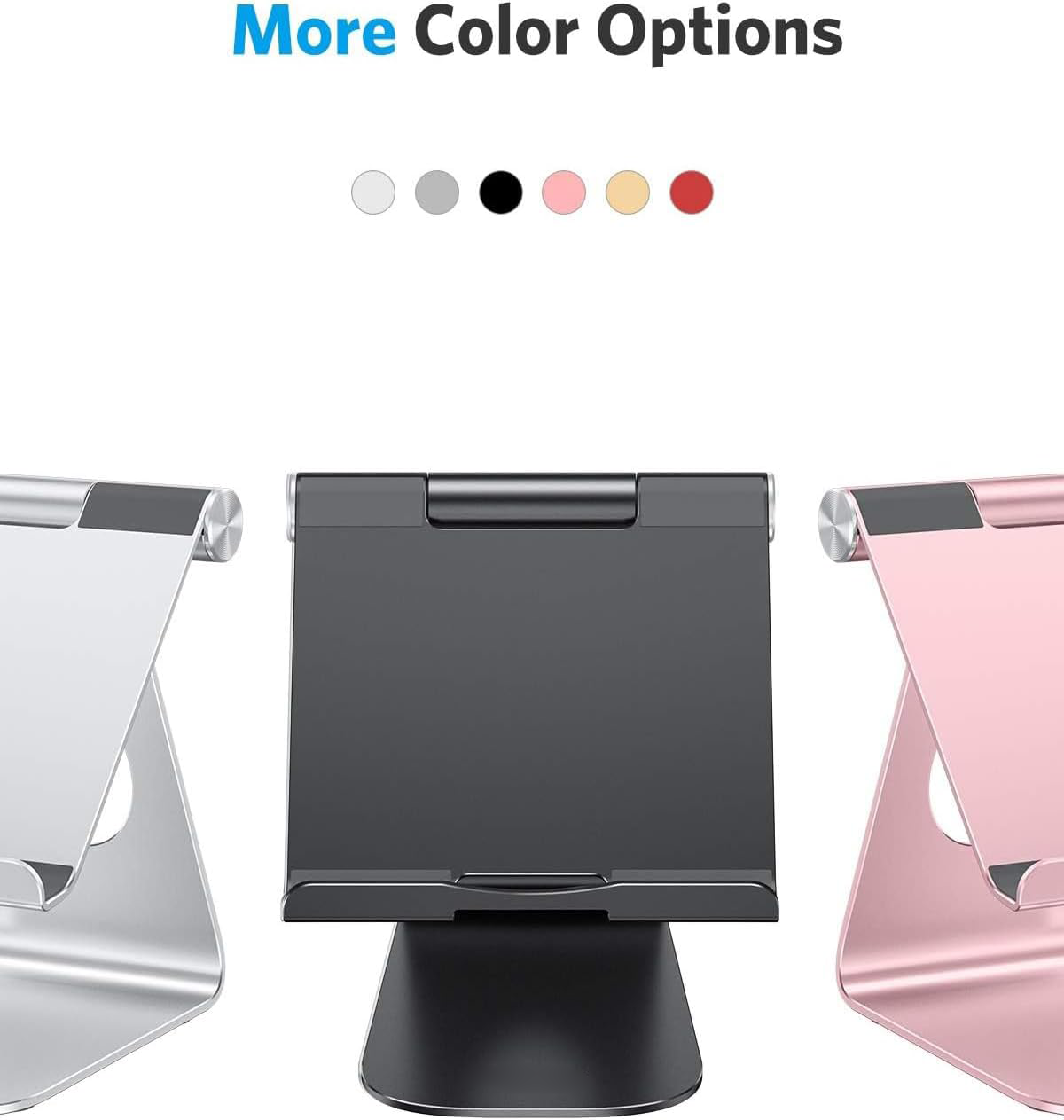 T1 Adjustable Tablet Stand for Desk, Aluminum Holder for iPad Black