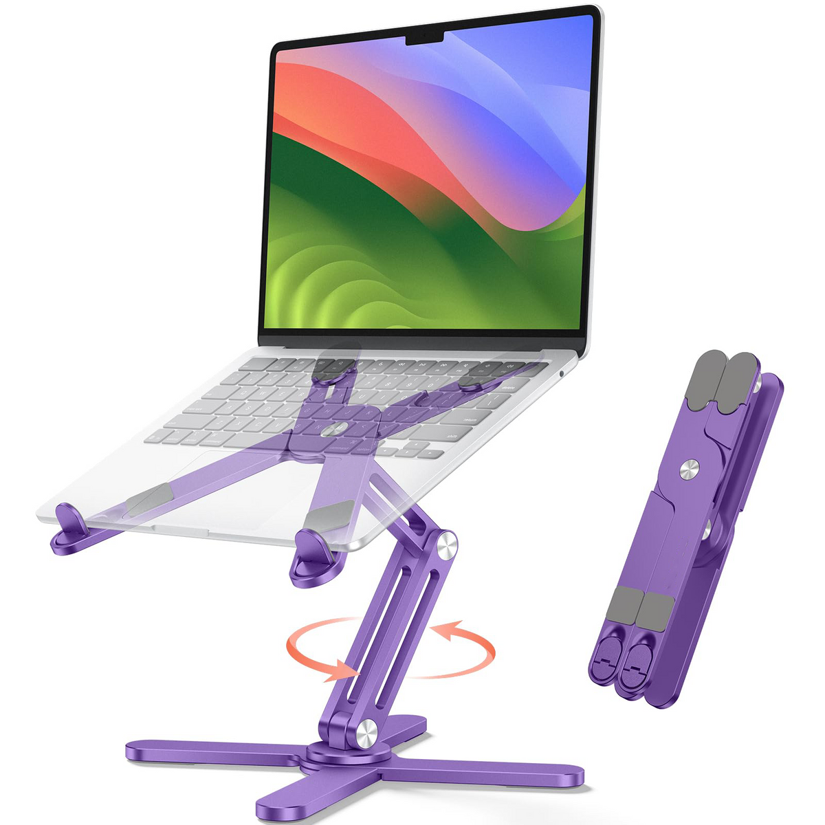 LA10 360° Rotating Laptop Stand Riser Foldable for Desk, Purple