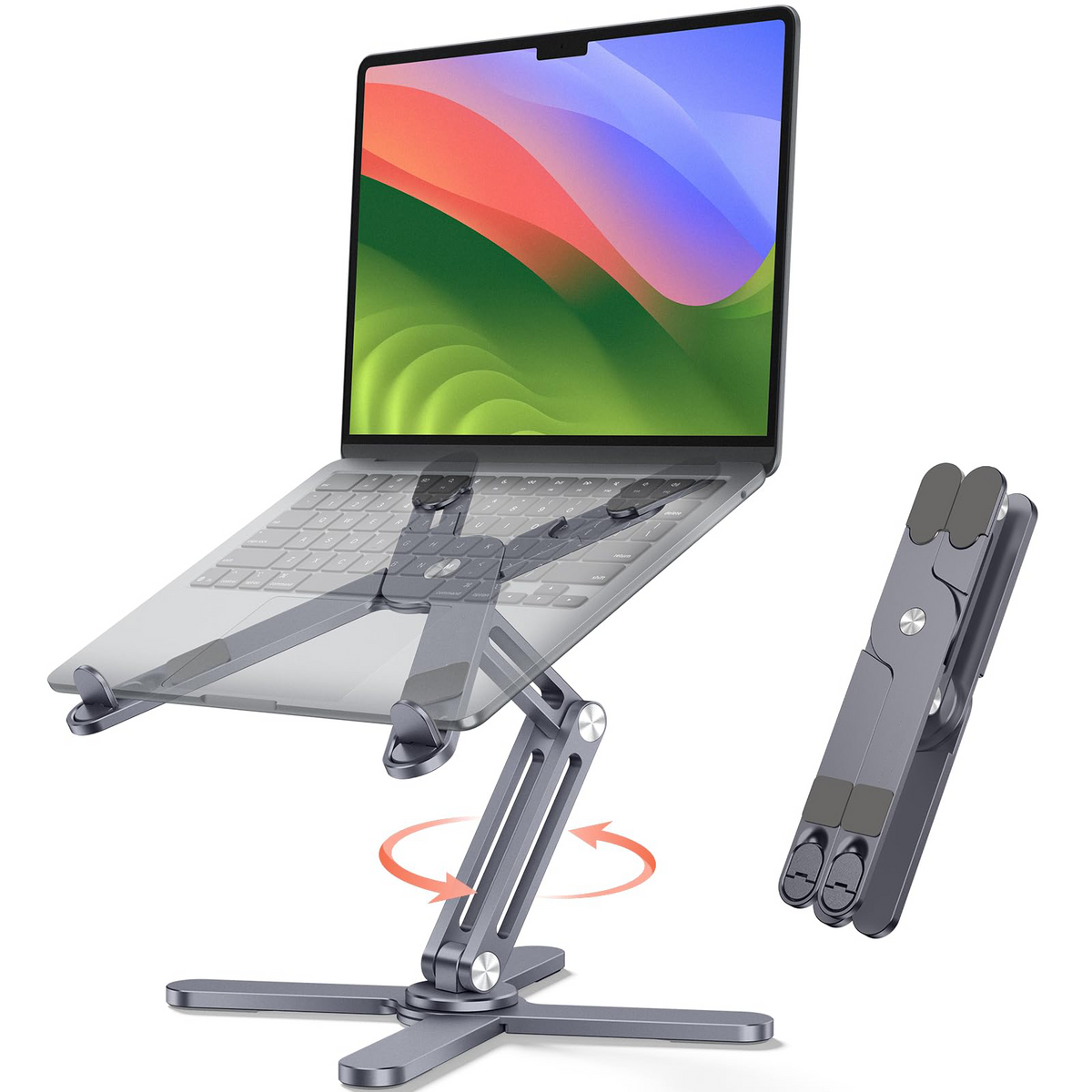 LA10 360° Rotating Laptop Stand Riser Foldable for Desk, Space Grey