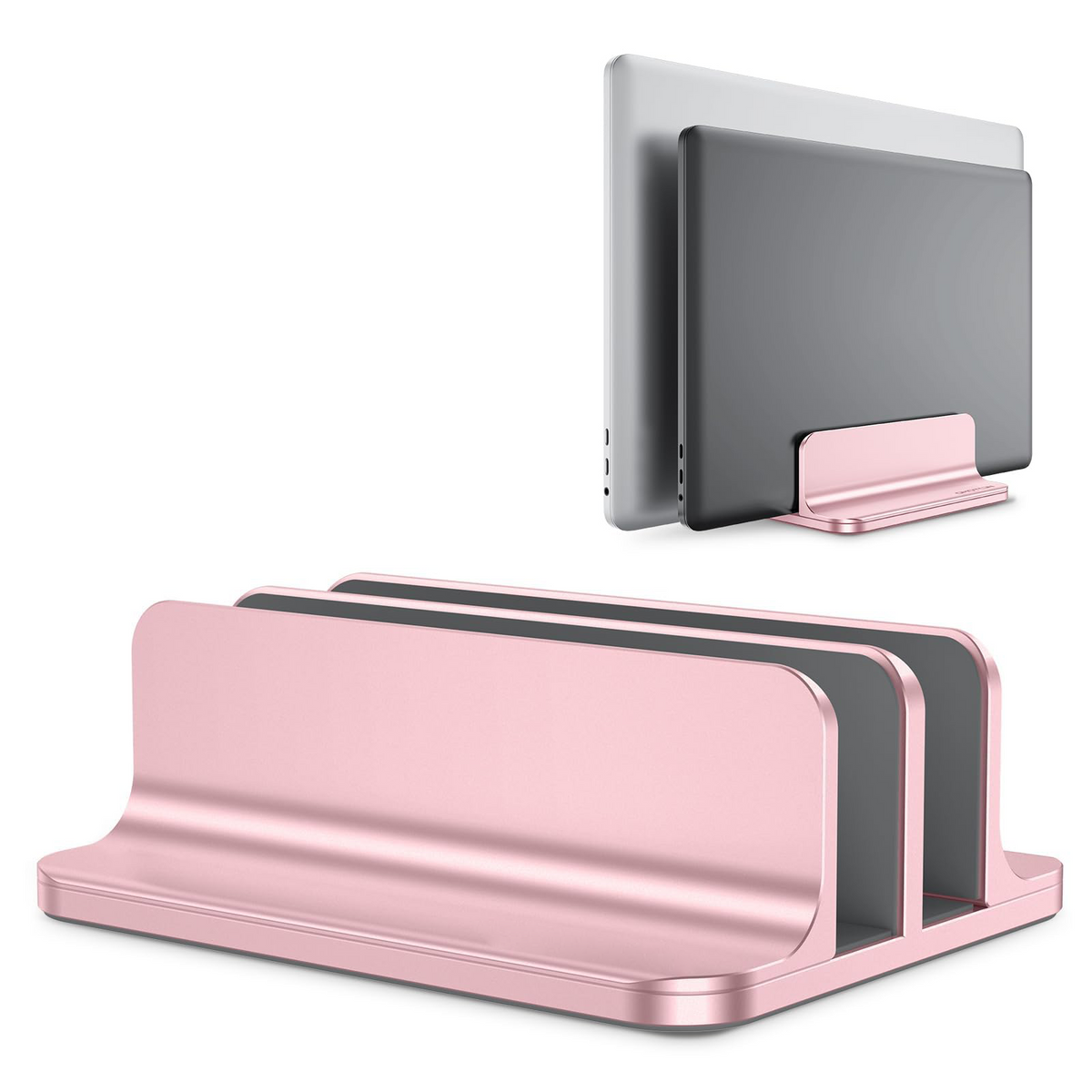Dual Vertical Desk Laptop Stand Holder, Fits MacBook Air, Rose Gold