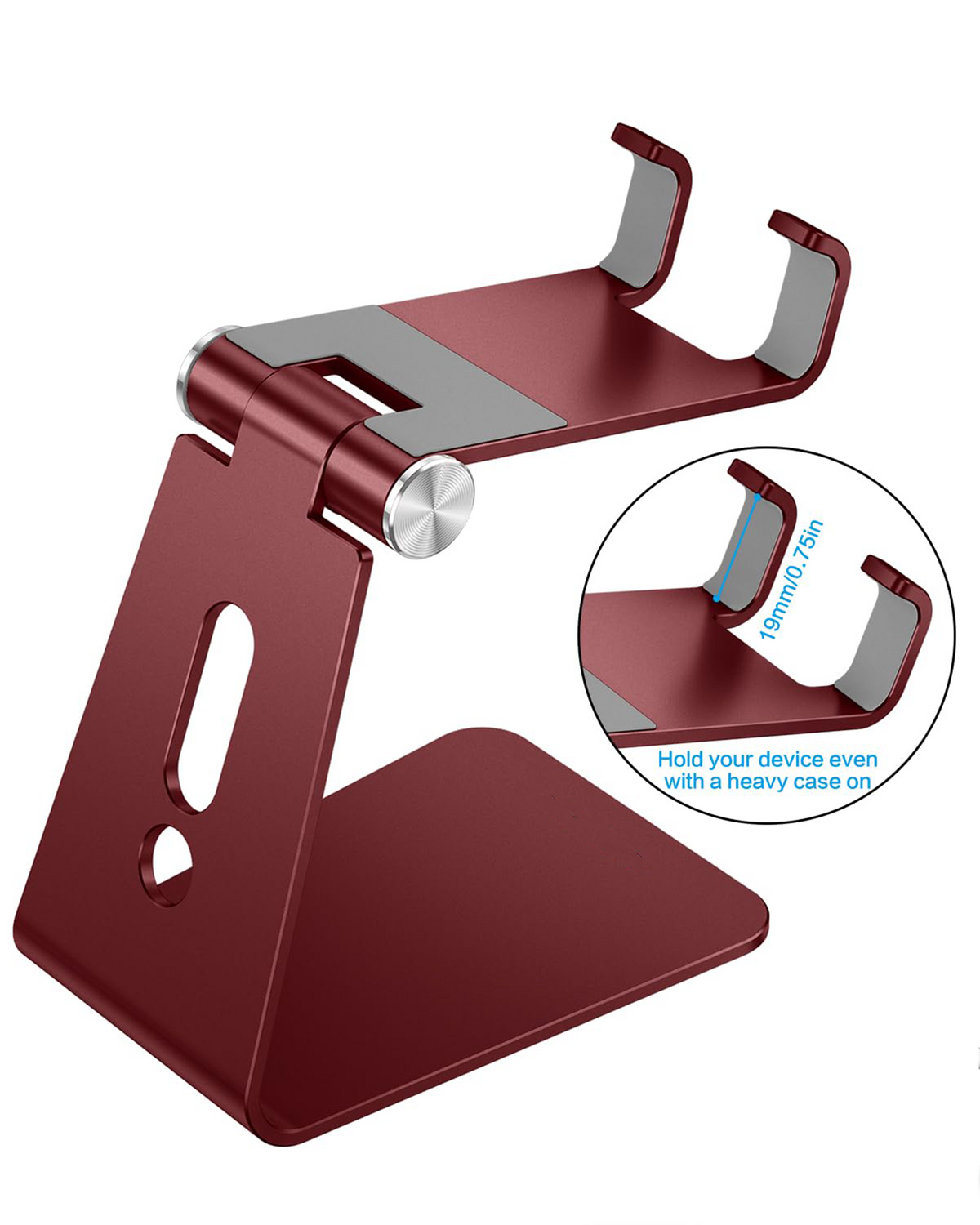 C2 Adjustable Cell Phone Stand with Charging Cutout, Cherry Red