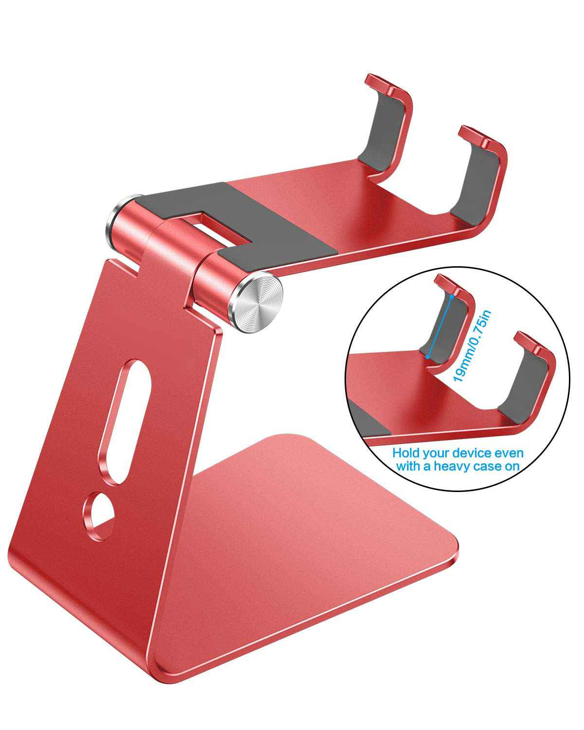 C2 Adjustable Aluminum Cell Phone Stand with Charging Cutout, Red