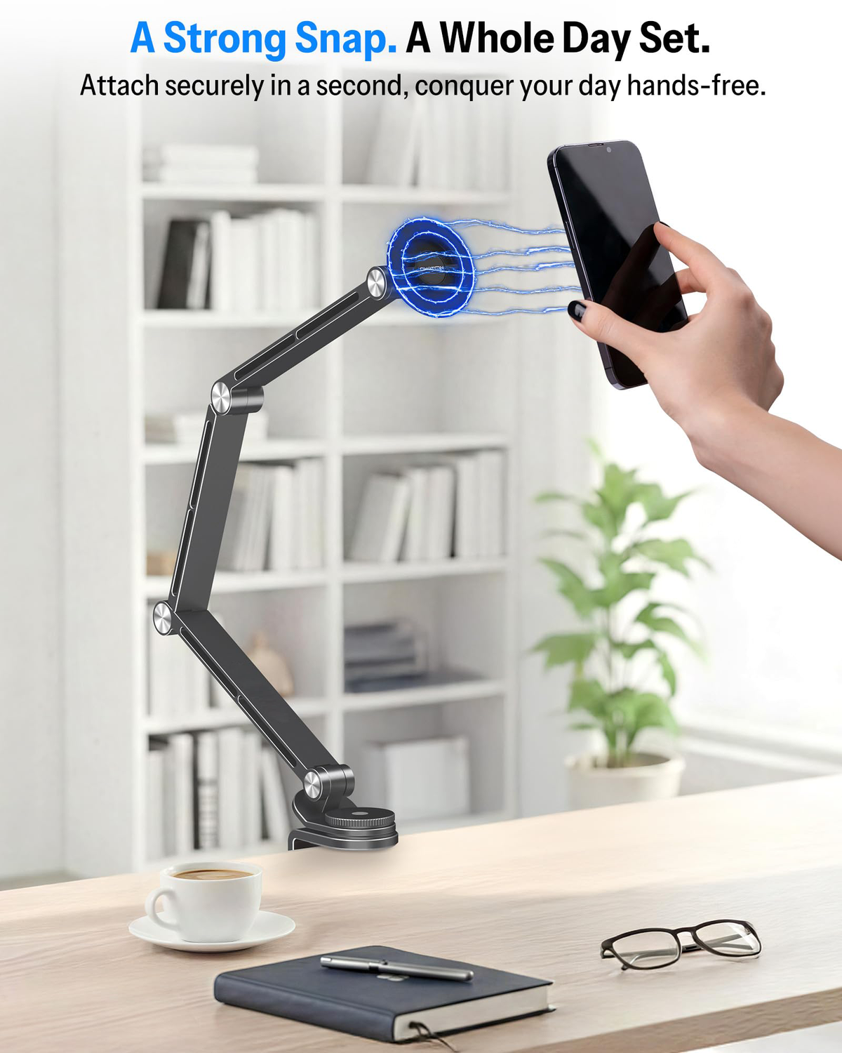 GH04 Tablet Stand for iPad with Aluminum Arm, Magnetic Phone Mount