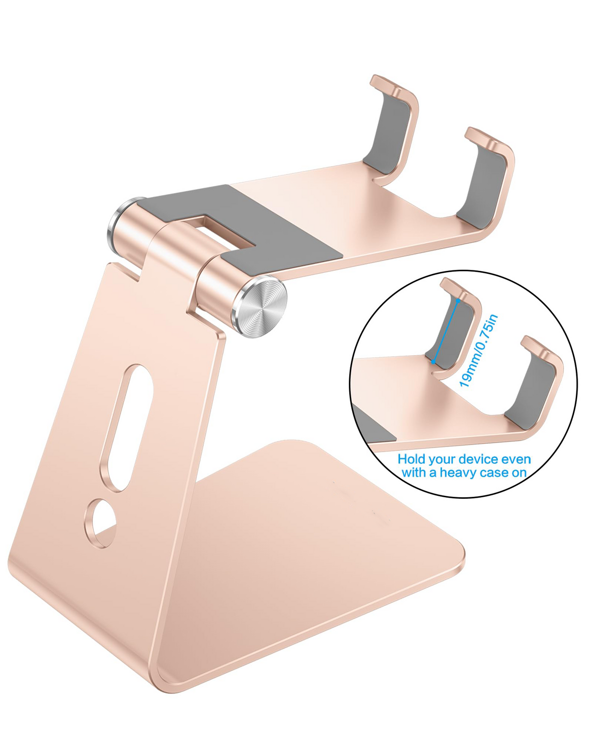 C2 Adjustable Aluminum Cell Phone Stand with Charging Cutout, Gold