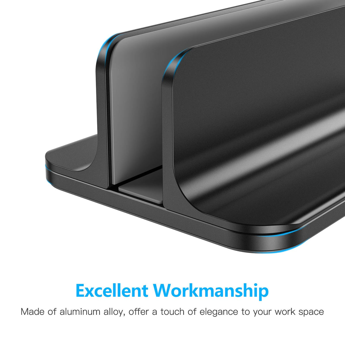 Vertical Laptop Stand, Adjustable Dock for MacBook, Black & Black