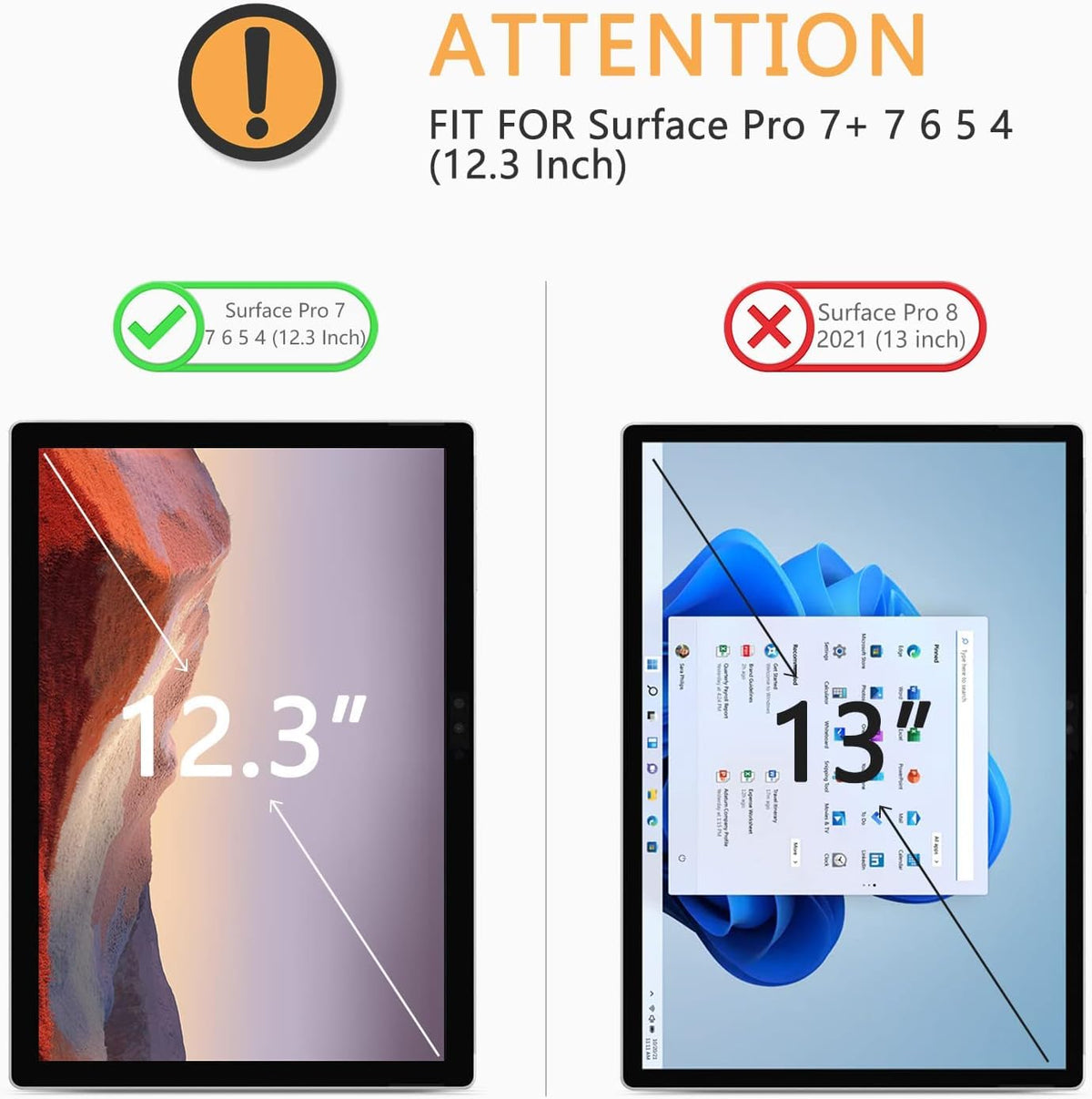 Screen Protector for Surface Pro 7+/7/6/5/4 12.3inch, HD Clarity