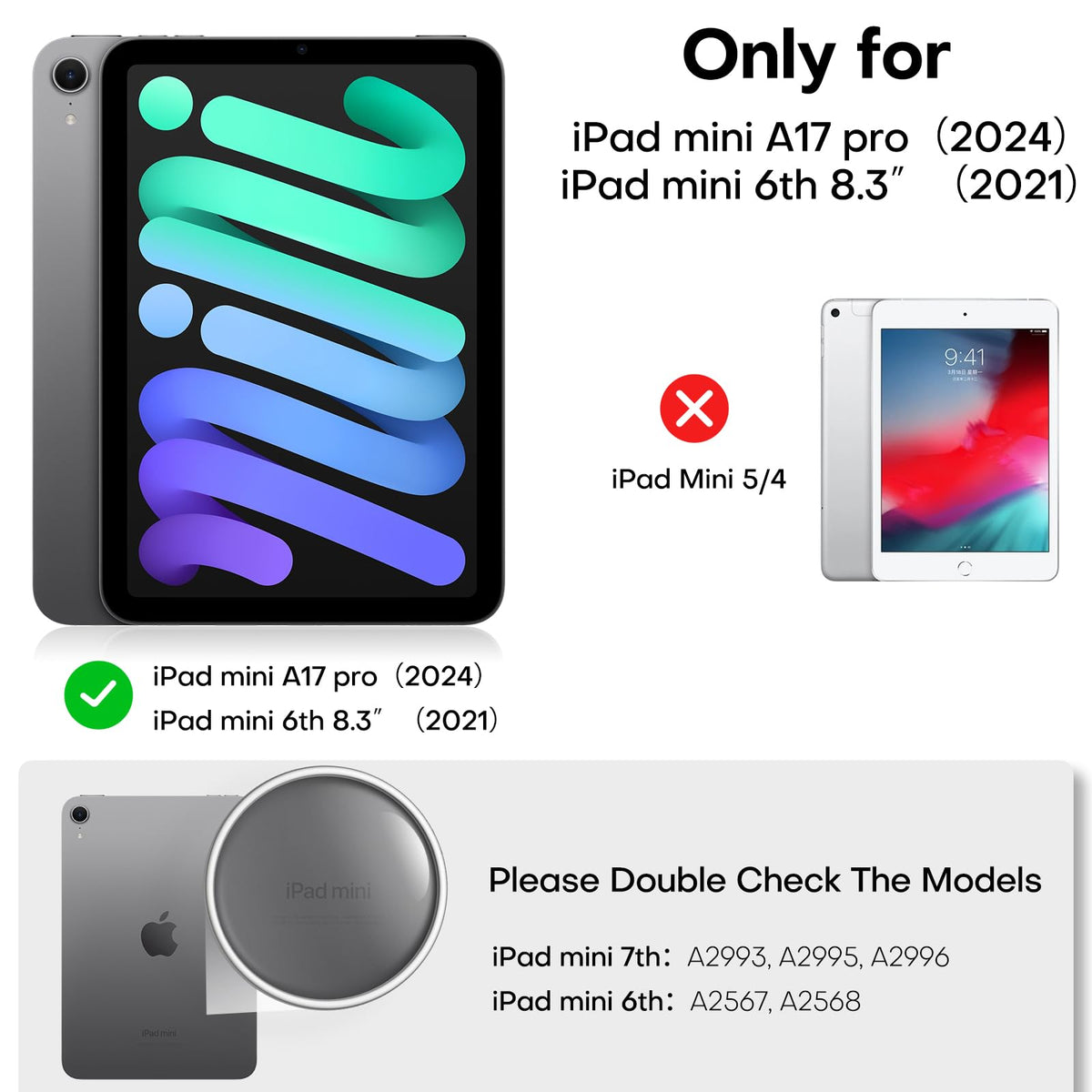 2 Pack Privacy Screen Protector for iPad Mini 7 A17 Pro Mini 6 8.3’’