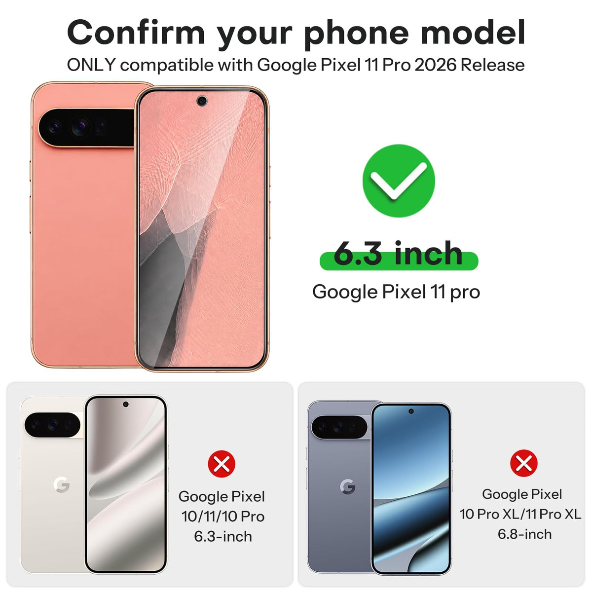 3+2 Pack for Google Pixel 11 Pro Screen Protector 6.3-inch