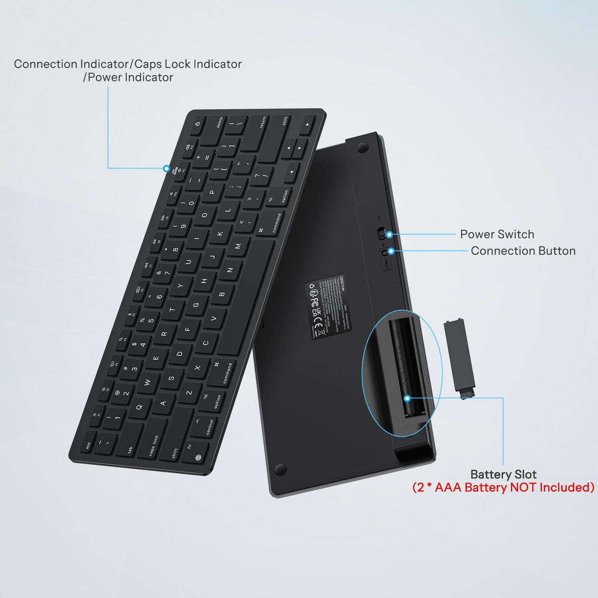 Ultra-Slim Wireless Keyboard for Mac (MacOS 10.10+), Compact Size