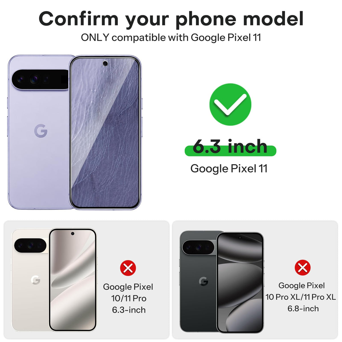 3+2 Pack for Google Pixel 11 Screen Protector 6.3-inch