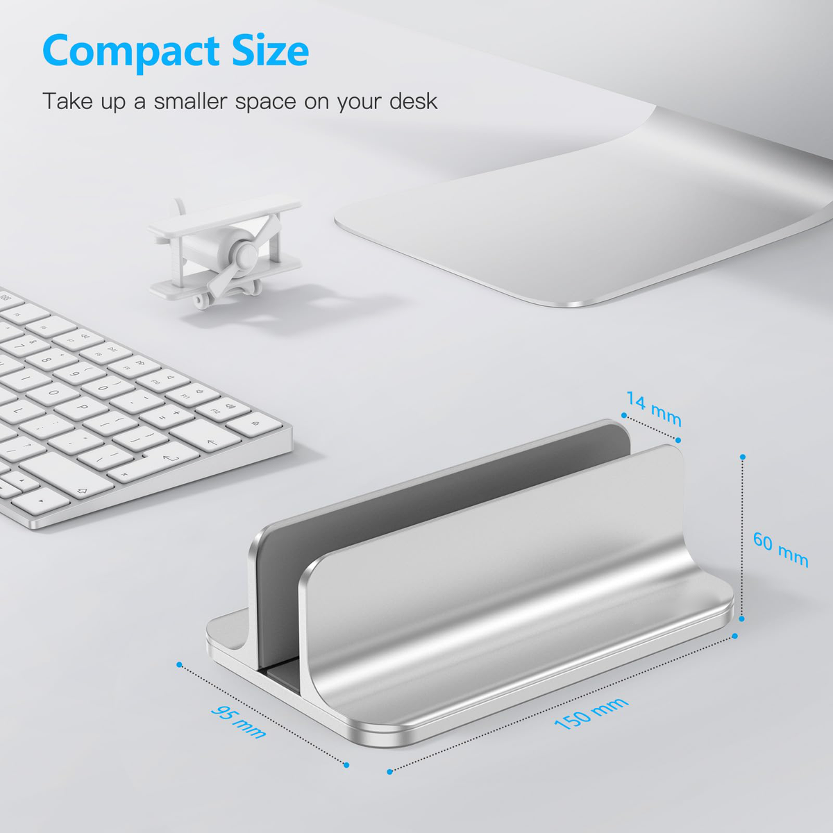 Vertical Laptop Stand Holder, Adjustable Dock for MacBook, Silver