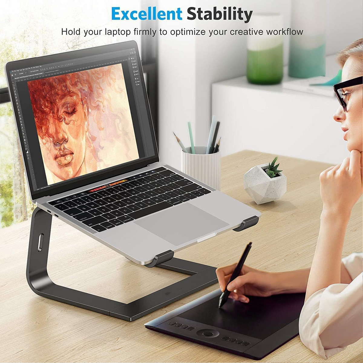 Laptop Stand, Detachable Mount for MacBook Air/Pro Dell HP Black