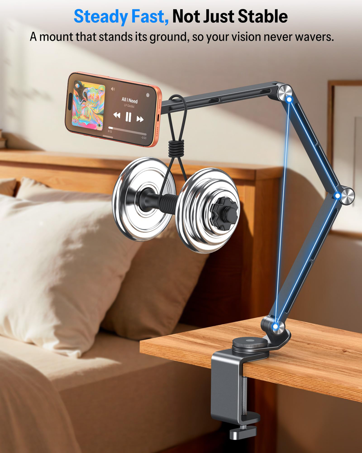 GH04 Tablet Stand for iPad with Aluminum Arm, Magnetic Phone Mount