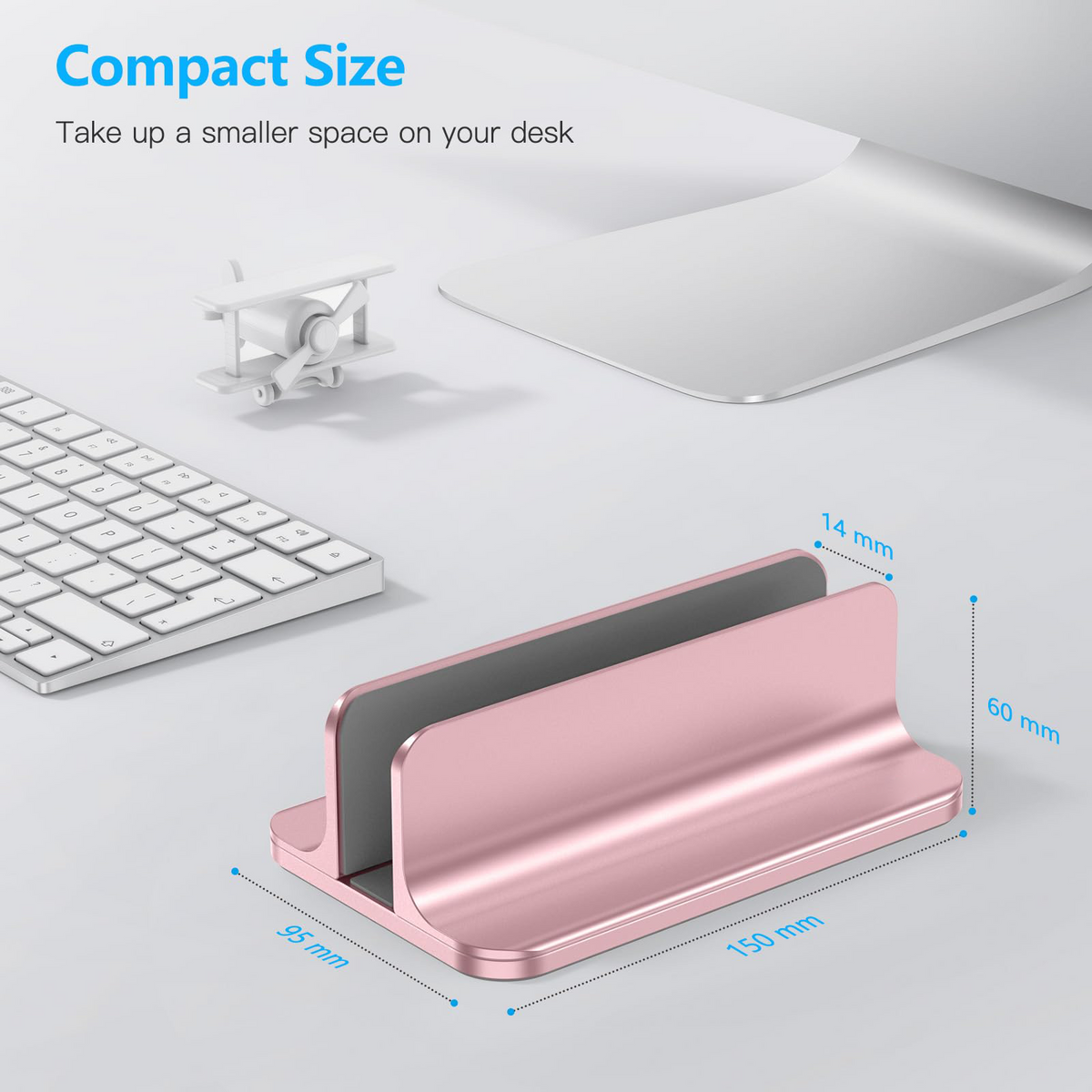 Vertical Laptop Stand Holder, Adjustable Dock for MacBook, Rose Gold