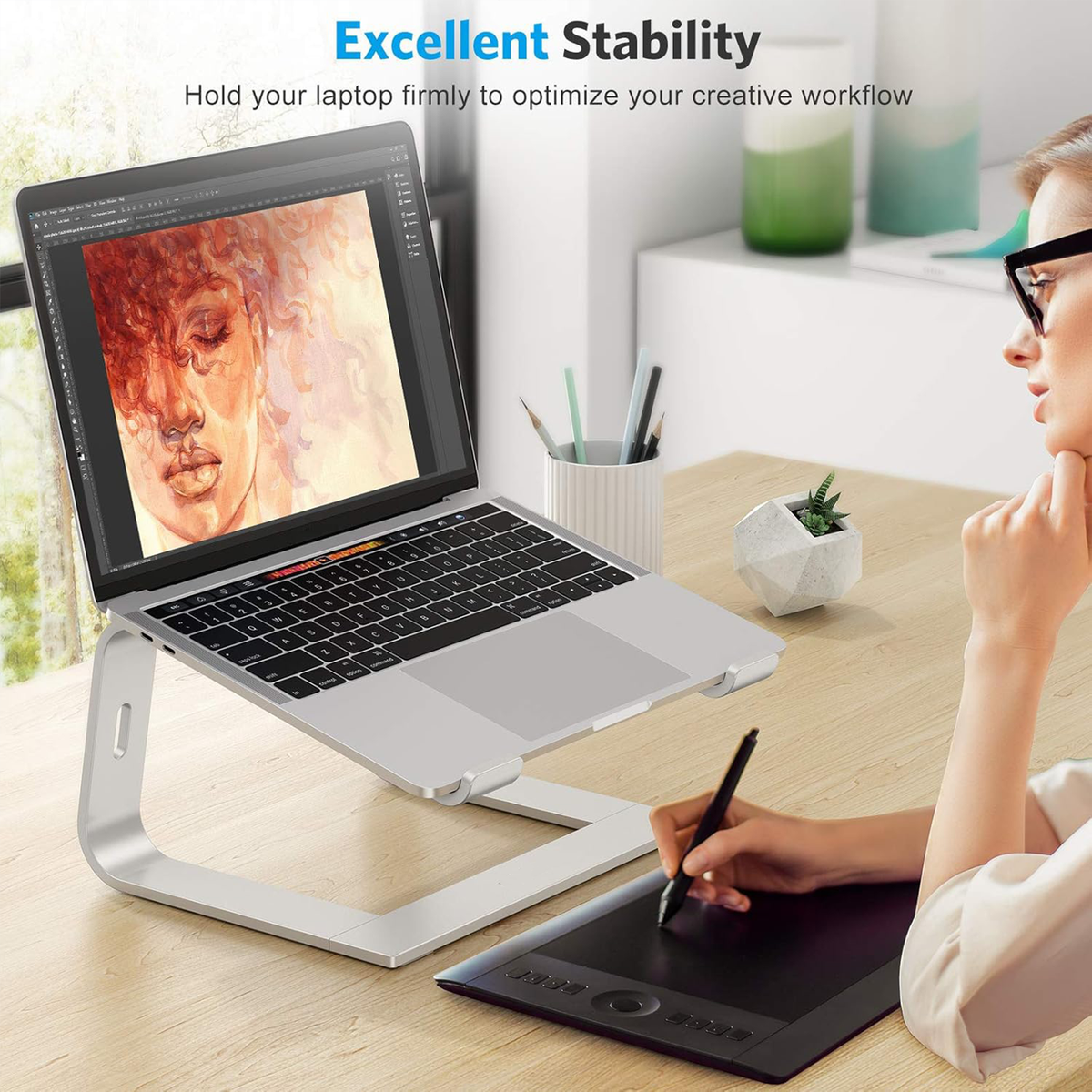 Laptop Stand, Detachable Mount for MacBook Air/Pro Dell HP Silver