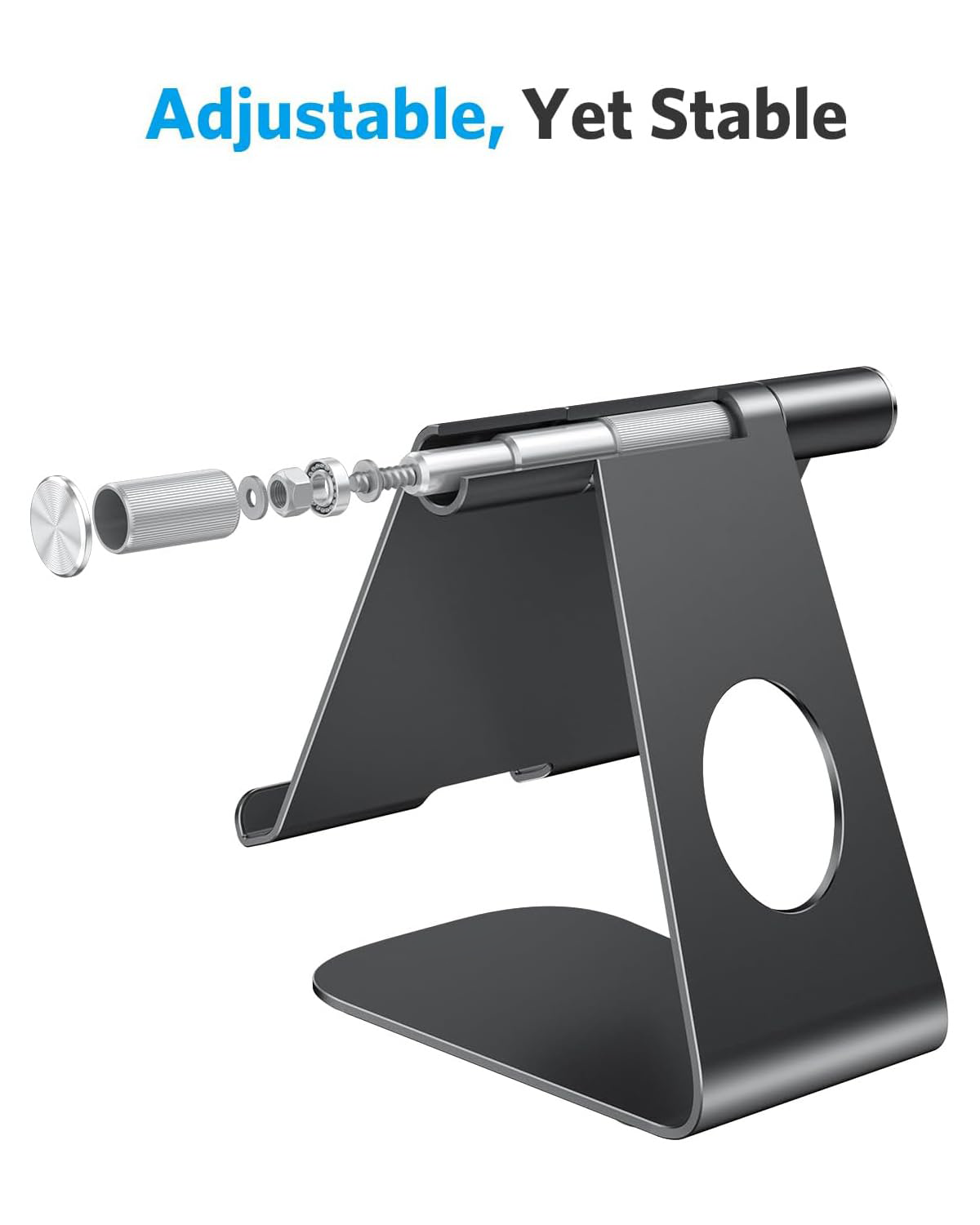 T1 Adjustable Tablet Stand for Desk, Aluminum Holder for iPad Black